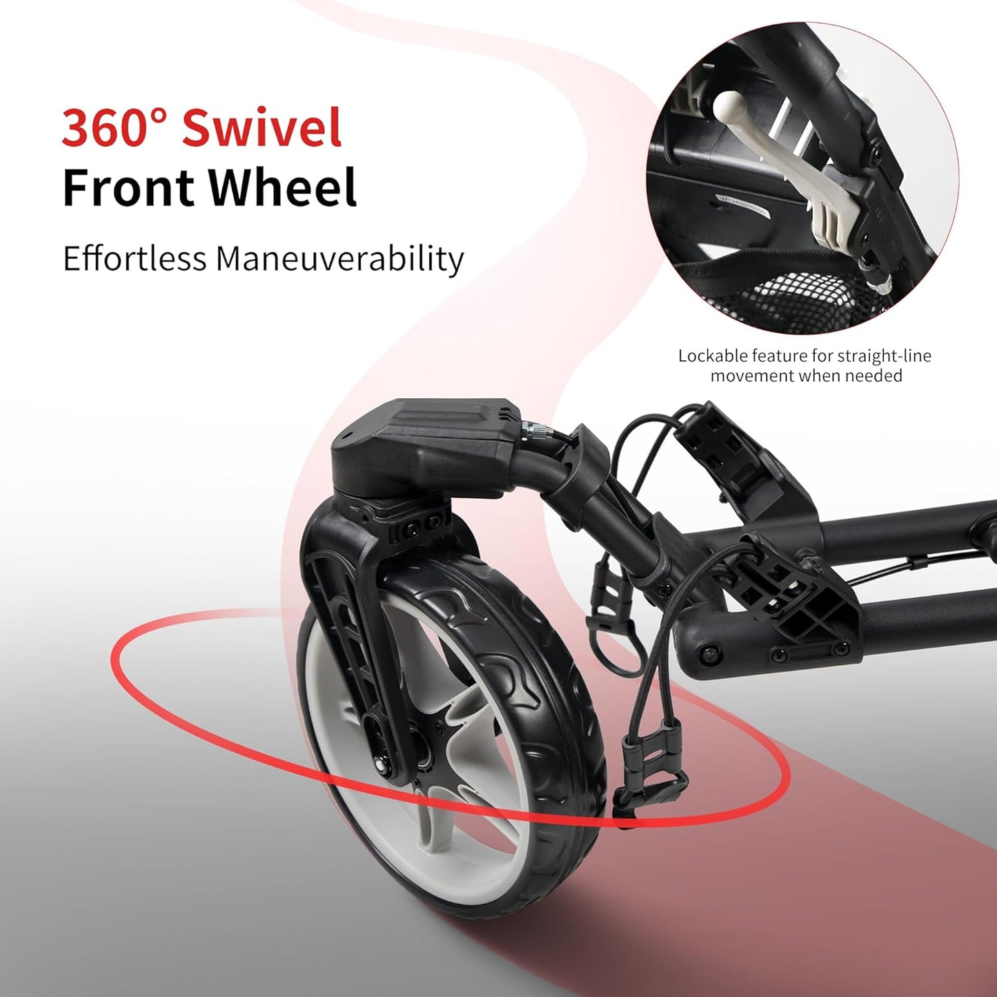 Caddytek CaddyLite ONE-Swivel V8 Golf Push Cart - Lightweight 3 Wheel Foldable Cart with One-Click Folding, 360° Swivel Front Wheel, Adjustable Handle, Cooler Basket, Umbrella & Drink Holder