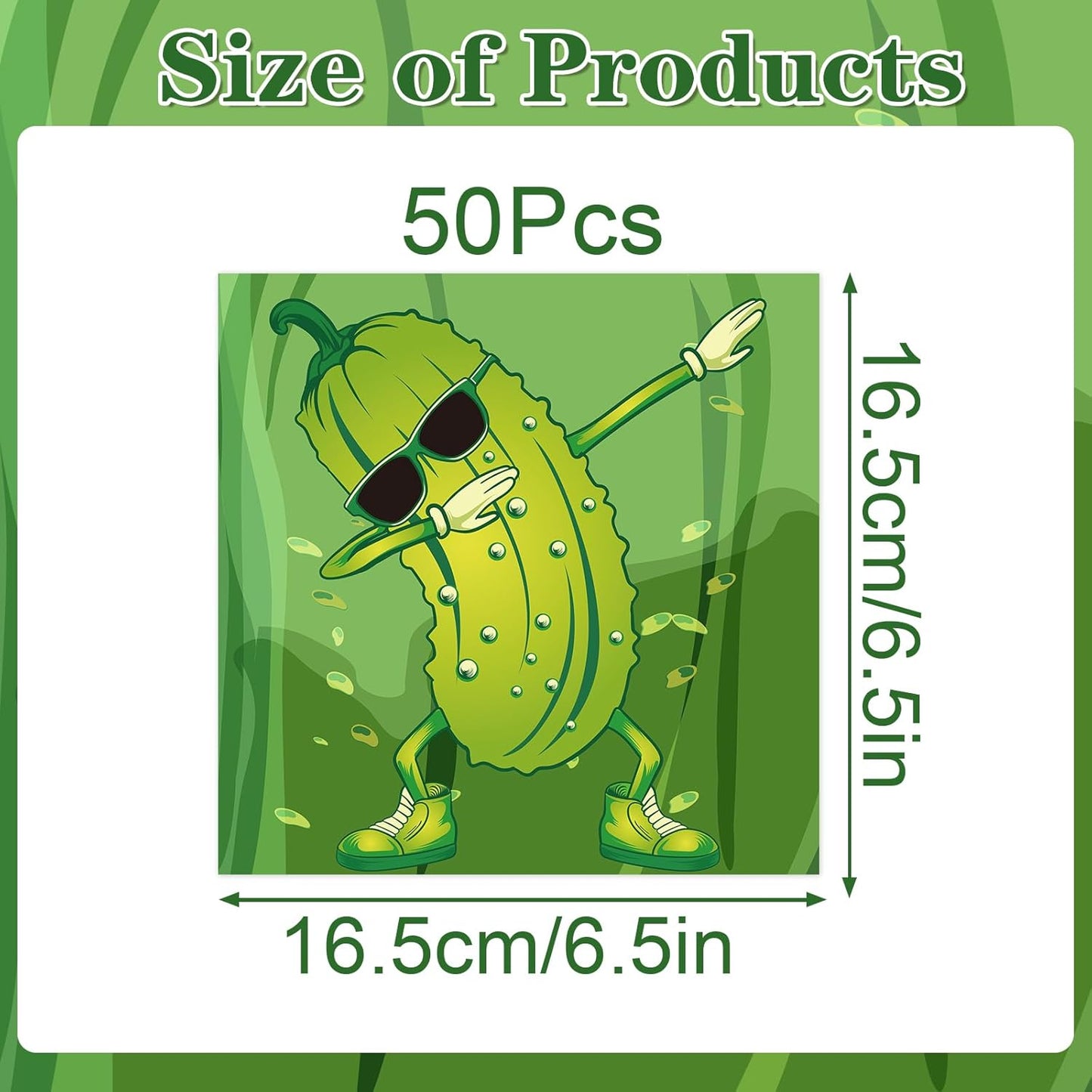 Pickle Party Napkins Decorations, Disposable Paper Pickle Napkins Supplies Pack of 50, Funny Birthday Party Baby Shower Decor Size 6.5 Inch