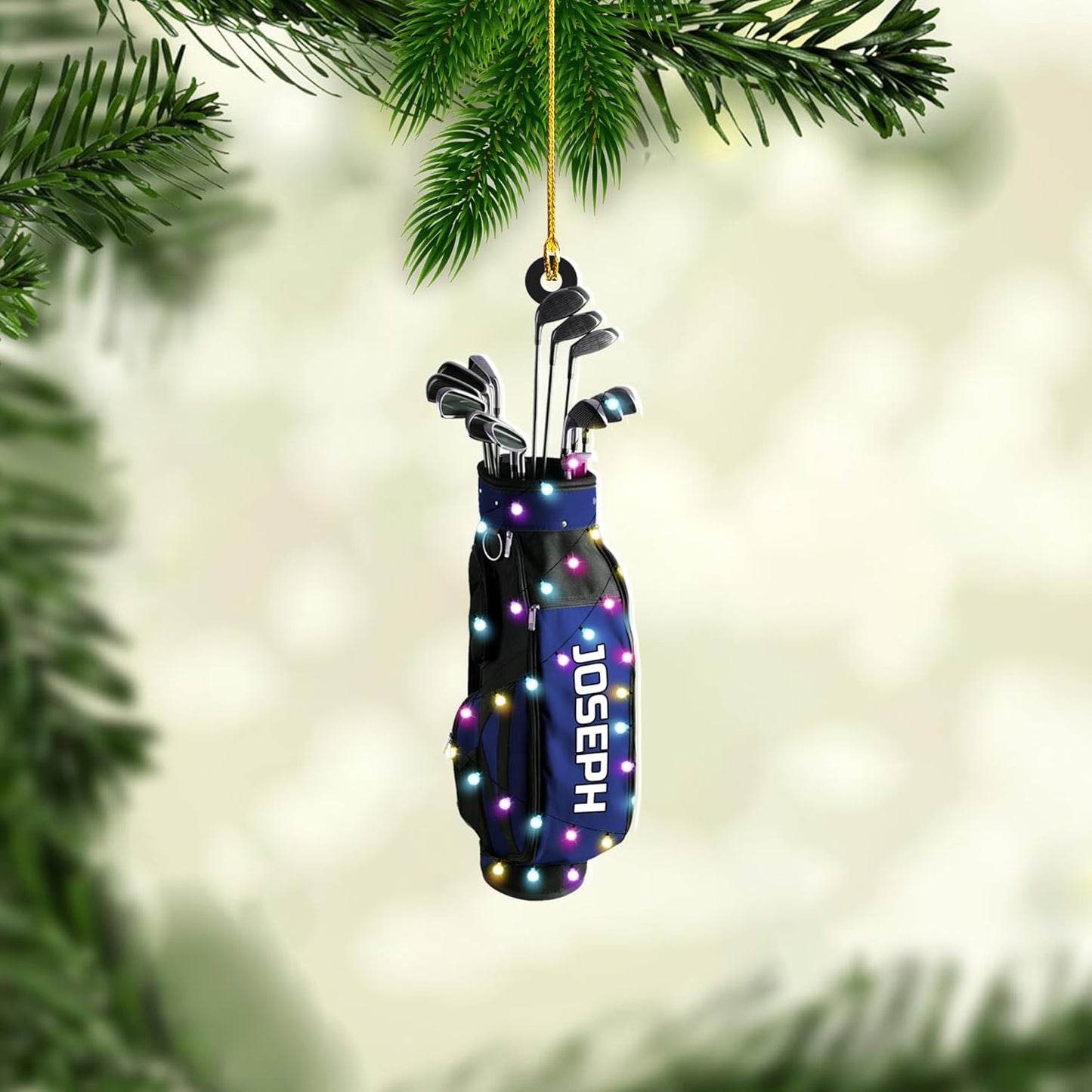 Personalized Golf Ornaments for Christmas Tree 2025 Custom Golf Christmas Ornament Golfing Bag Ornament Sports Golf Cart Ornaments Gift for Golfer Bag Golfing Lovers Hanging Decoration (G14)