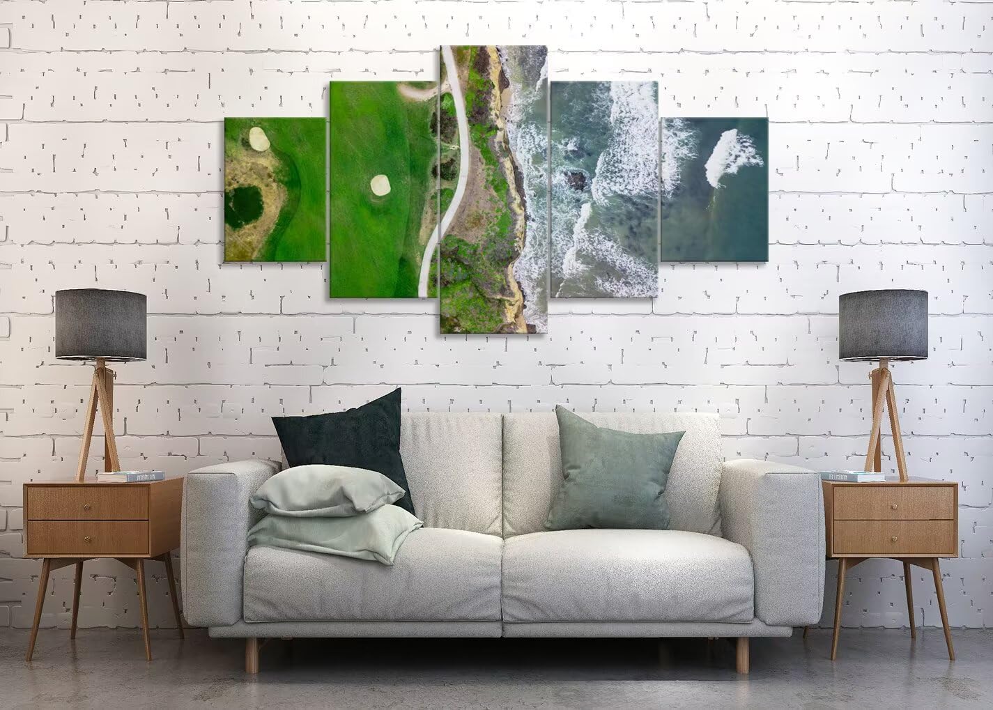 San Francisco California Golf Links Wall Art for Living Room Bedroom Bathroom Home Decorations Half Moon Bay Golf Links Pictures Posters Framed Artwork Canvas Prints Ready to Hang(60''W x 40''H)