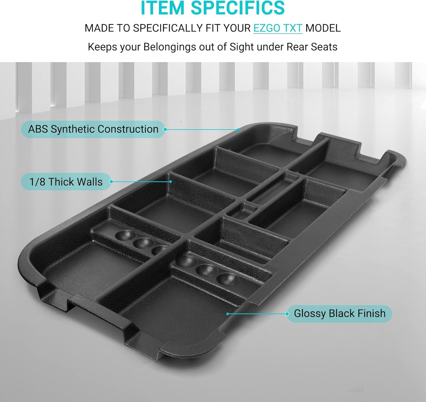 10L0L Golf Cart Under Seat Storage Tray Fits EZGO TXT, RXV, Club Car DS, Club Car Precedent, Yamaha G29, Electric Vehicle with Original Trojan Battery Underseat Organizer Container Holder Plate