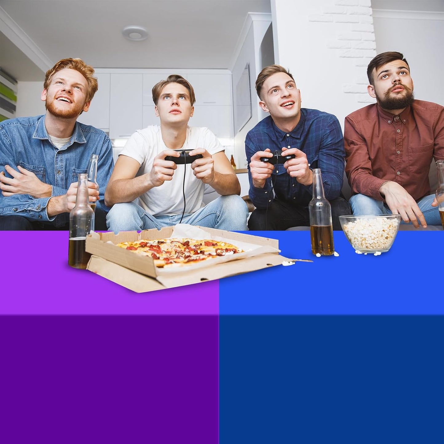 3pcs Video Game Party Tablecloth,Plastic Table Cloth Disposable Green Blue Purple Table Cover for Video Games Theme Parties,Gaming Fans Birthday Party Decorations,54 x 108 Inch