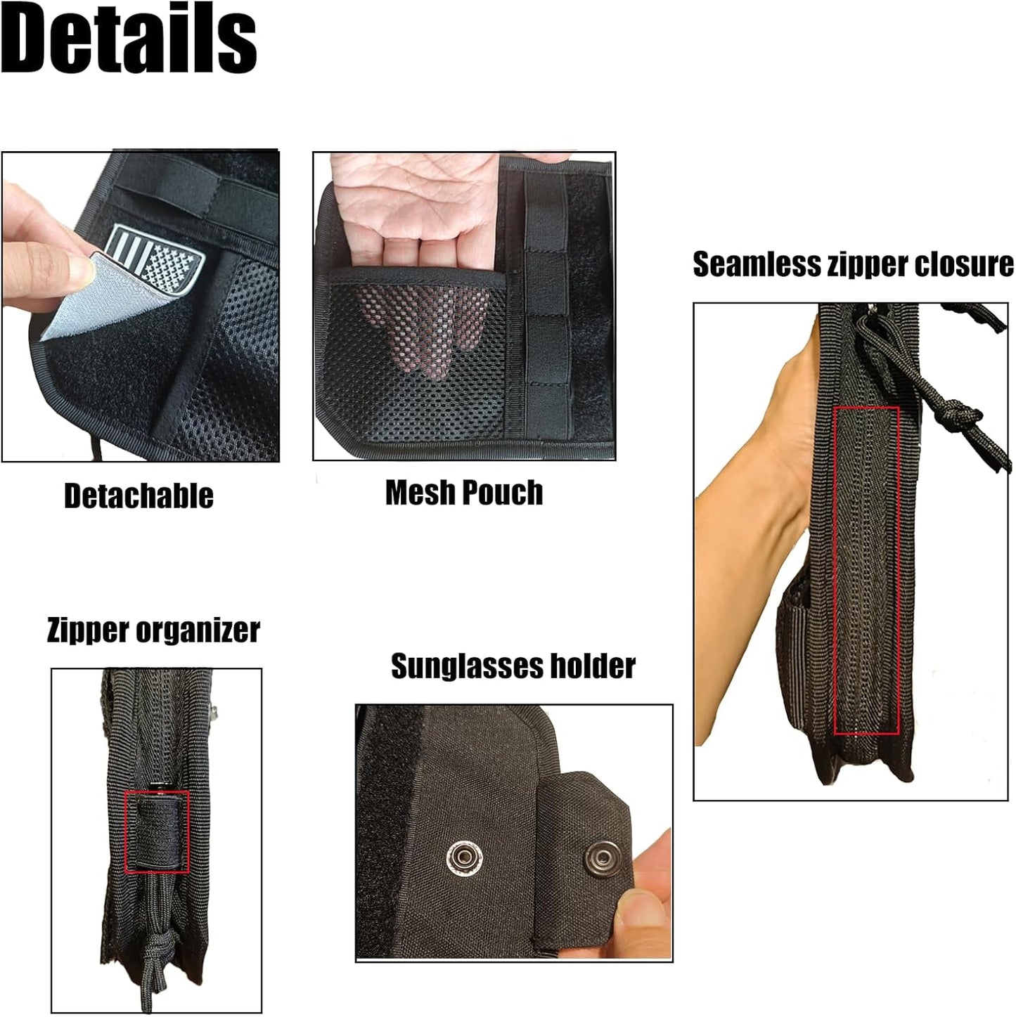 Tactical Sun Visor Organizer for Cars,Police Gear Truck Accessories with Zippered Storage Pouch, MOLLE Panel,Sunglasses holder Clip,Pens,Tools, Universal Fit for Trucks SUVs Police Patrol Cars