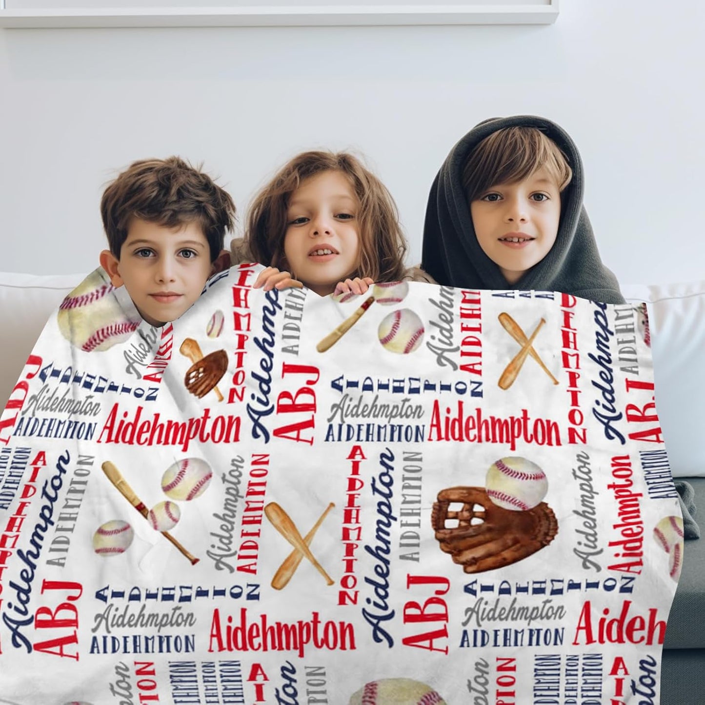 Custom Name Baseball Blanket - Personalized Names Soft Plush Flannel Throw Blankets for Baby Kids Teen Boys Girls Holidays Birthdays Gifts Color04