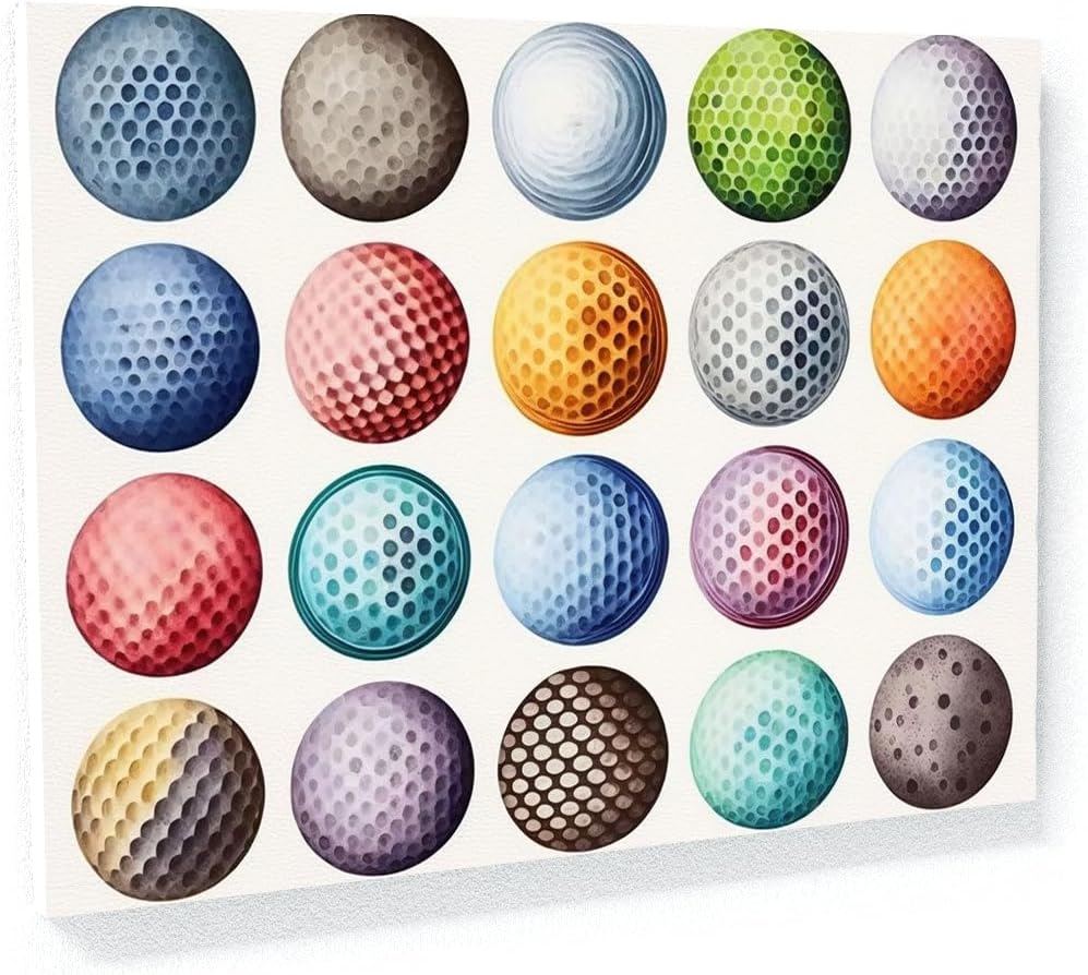 Sense Canvas Golf Ball Watercolor 31 Canvas Art - Home Decor Wall Art Print Poster Painting Medium 24x18 / 0.75"