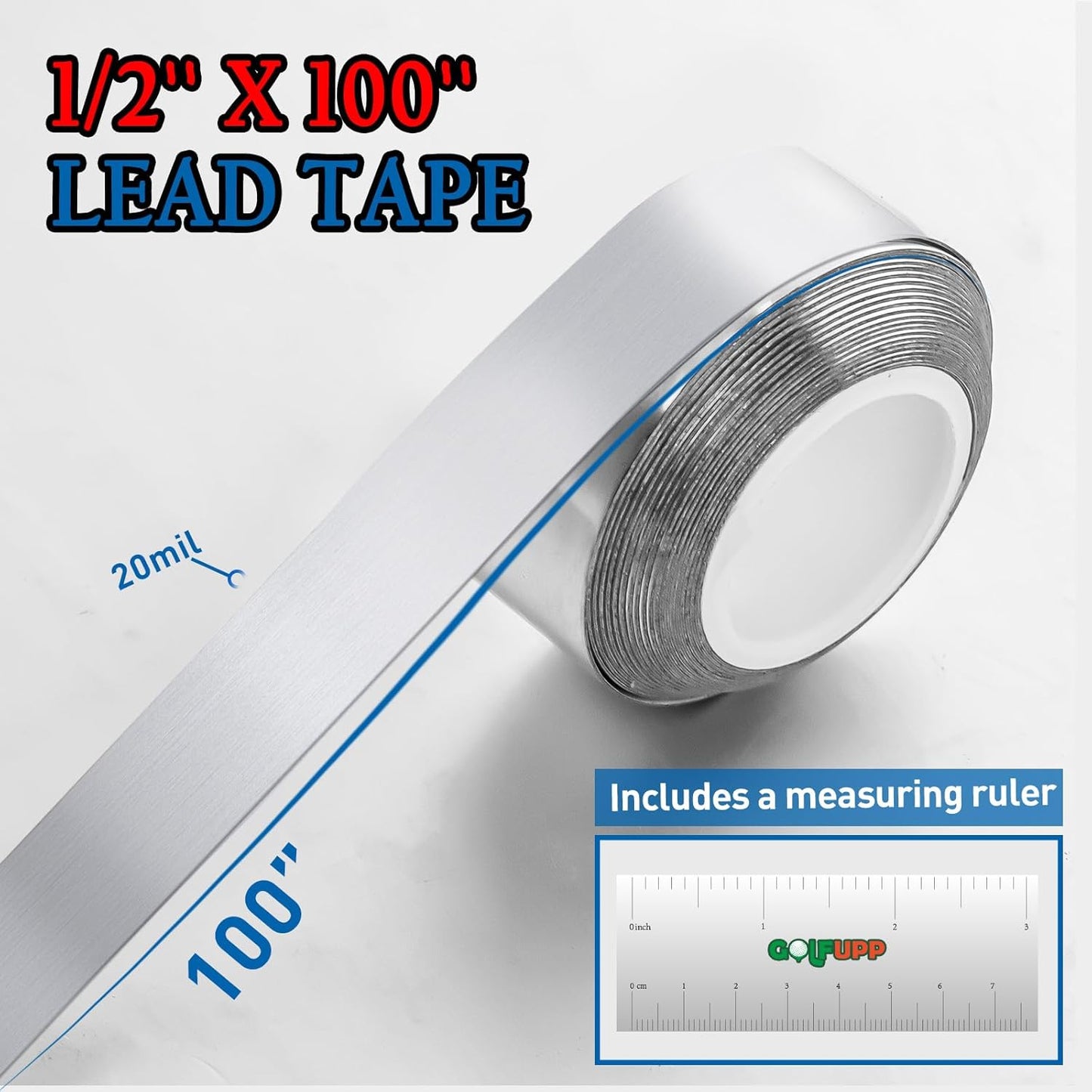 0.5 Grams Per Inch High Density Lead Tape | 1/2''x 100'' Adhesive Lead Tape | Add Swing Weight for Golf Tennis Racket Pickleball Paddle Adjust Weight
