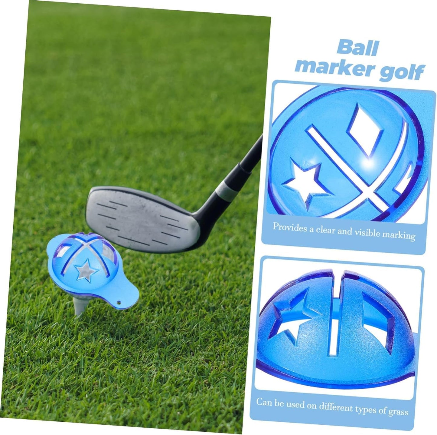 Golf Ball Marker, 6× Letter Stencils Kit, 2× Ball Markers Stencils, 3× Color Line Markers Pens, Golf Ball Marking Alignment Tool Kit