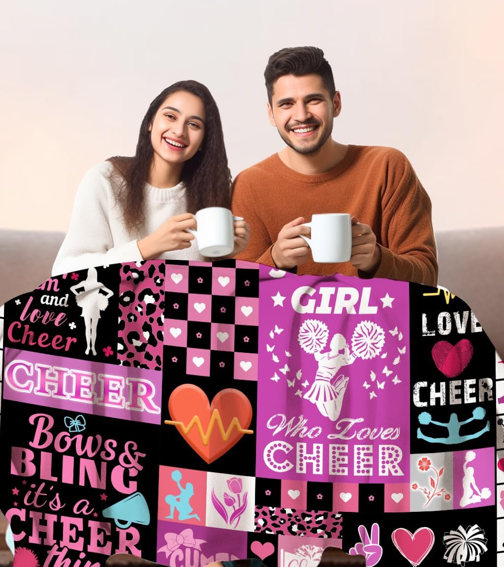 Cheerleader Gifts Blanket for Girls, Flannel Cheer Stuff Throw Blanket Cheerleading Gifts for Team Cheer Lovers 80"x60"