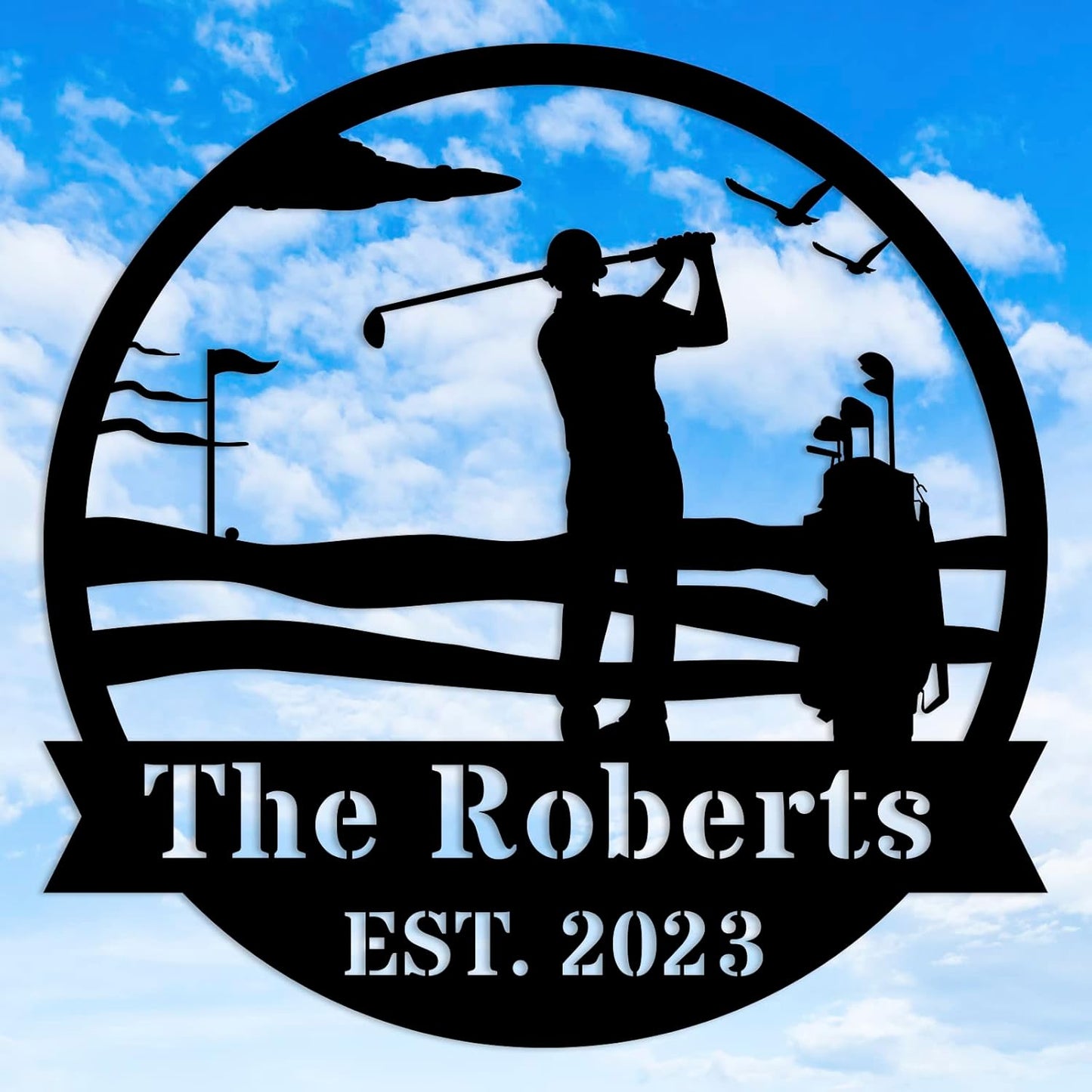 Personalized Golf Metal Sign, Custom Golf Name Monogram Sign, Golf Metal Wall Art, Custom Golf Monogram Wall Decor, Personalized Golf Gift