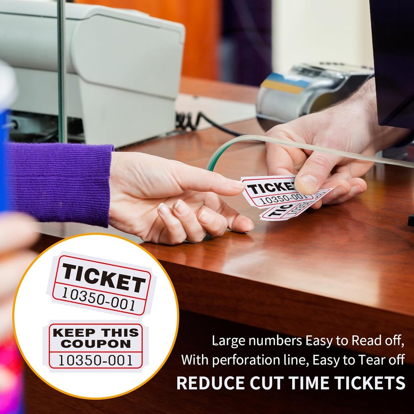 L LIKED White Raffle Tickets Double Rolls with consecutively Numbered 50/50 Stub Raffle Tickets for Events, Entry, Class Reward and More-1000 Tickets/Roll