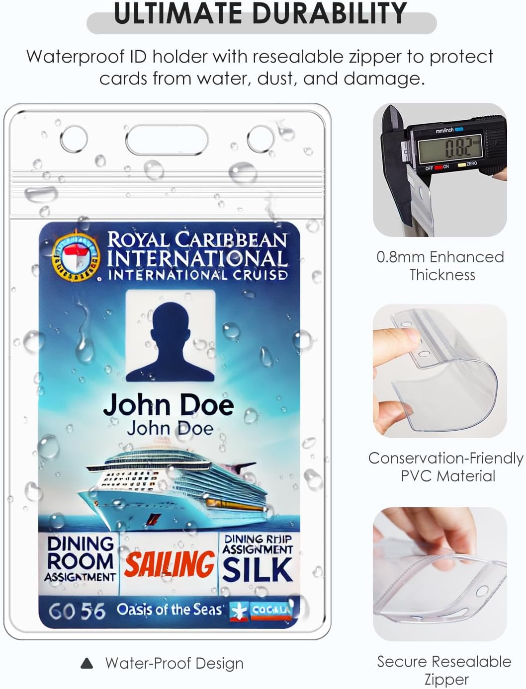 5 Pack Cruise Lanyards with Ocean Creature Design, Cruise Ship Lanyards with Waterproof ID Badge Holders for All Cruise Lines 2025, White