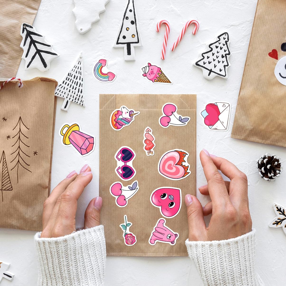 Cute Love Themed Stickers Pack for Kids Teens Scrapbooking Laptop Water Bottles Journals DIY Crafts Vinyl 50pcs Phone Case Bumper Motorcycle Bedroom Car