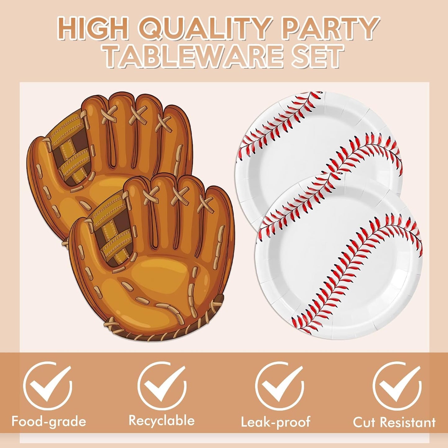 Baseball Birthday Decorations,40Pcs Baseball Themed Plates and Napkins Baseball Disposable Tableware Kit for Baseball Party Supplies,Sports Themed Party