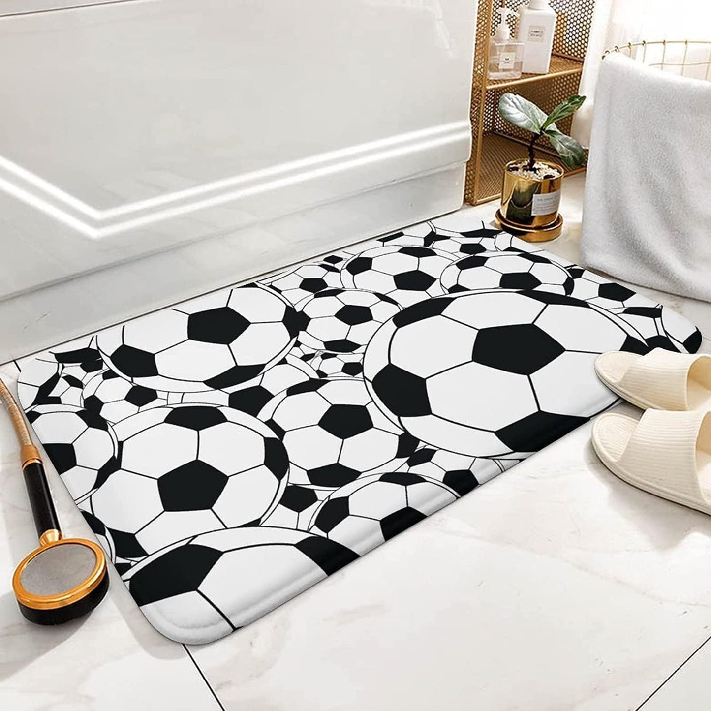 Soccer Bathroom Rugs Soft Bath Rugs Non Slip Washable Cover Floor Rug Absorbent Floor Mat Home Decor for Kitchen Bedroom Floor Mat 16x24 Inch