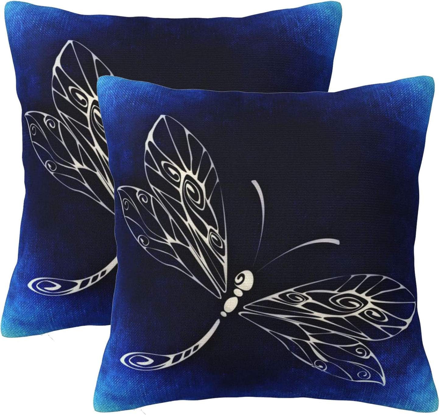 Dragonfly Blue Throw Pillow Covers 18x18 Inch Farmhouse Home Room Decor for Bedroom Living Room Sofa Car Cushion Pillow Case (CBGHH6534)