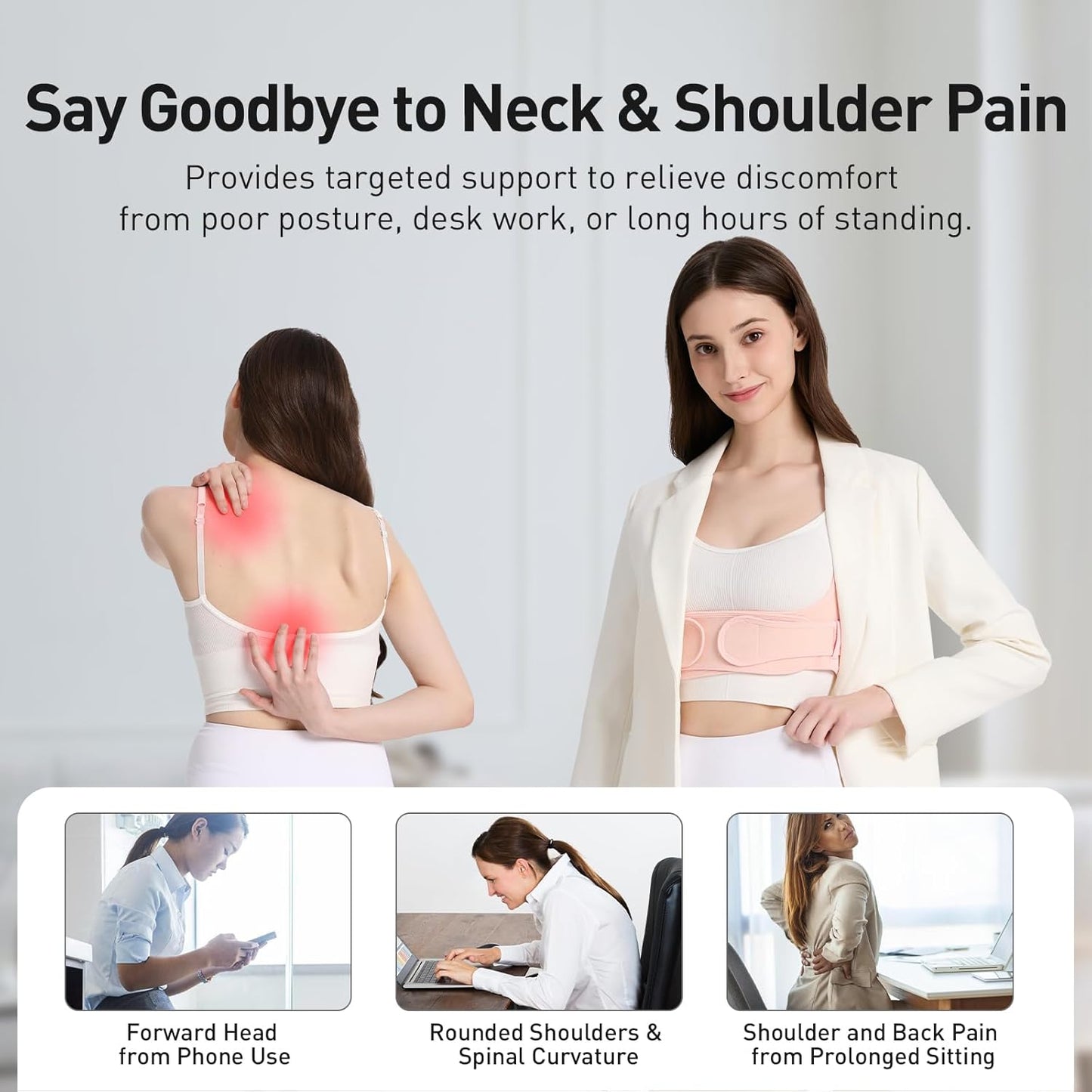 WNIEYO Back Brace Posture Corrector for Women Shoulder Straightener for Upper and Lower Back Pain Improving Postura Support Belt for Scoliosis (Pink XS/S)