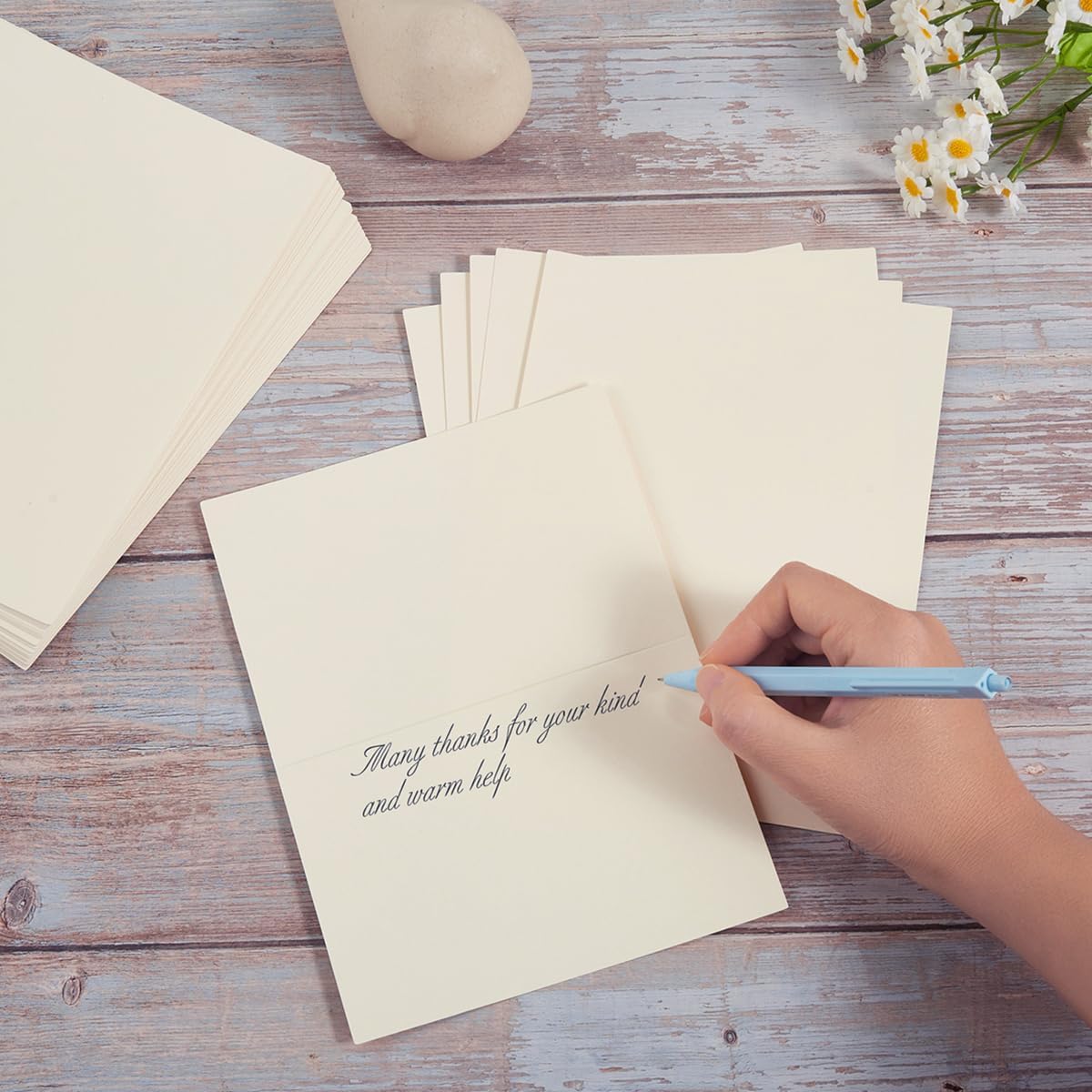 50 Pack Blank Cards Folded Cardstock Thank You Blank Greeting Cards for Invitations, Wedding, Greeting Cards, All Occasion DIY, 3x5 Folded Cards Cream