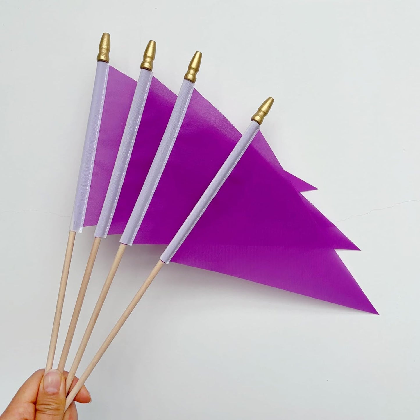 20 Pack Solid Color Purple Blank Pennant Flags on Wood Stick Small Mini Plain DIY Graffiti Flags,Decorations for Parades,Grand Opening,Kids Birthday,Sports Clubs,5x8 Inch