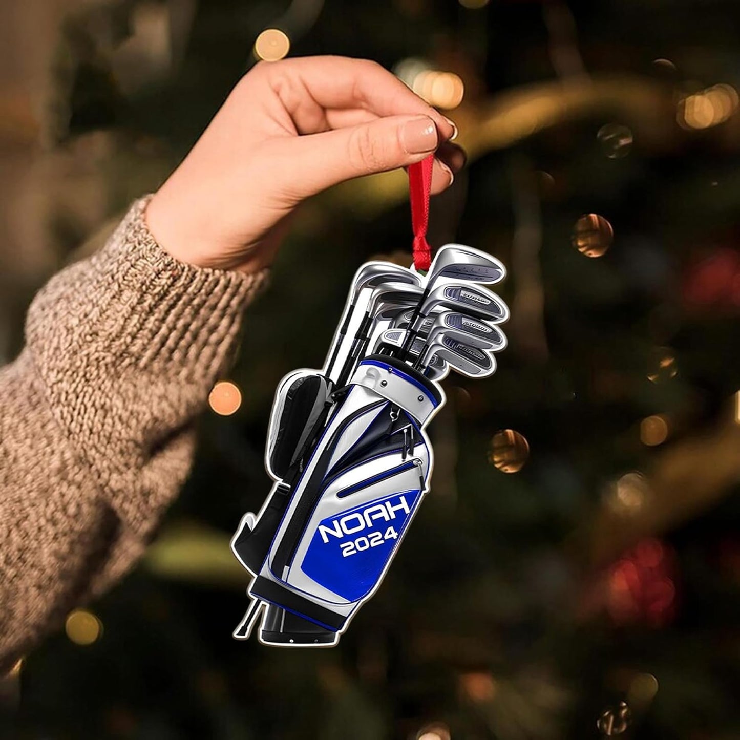 NAZENTI Personalized Golf Bag Christmas Ornament 2025, Custom Name & Year, Free Customization, Golf Bag and Irons Decoration for Xmas Tree, Golfing Keepsake Gift for Golfer & Golf Player Lover