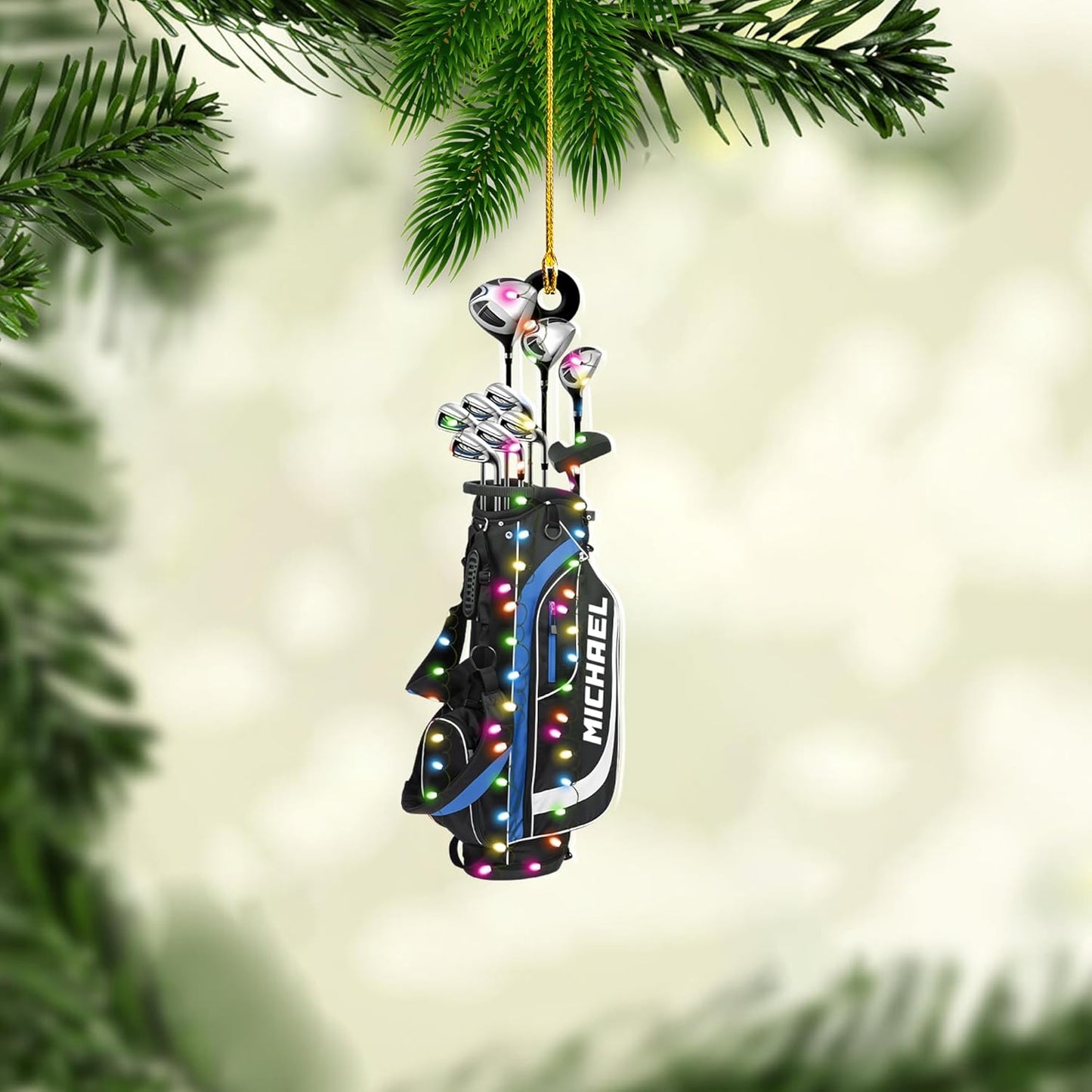 Personalized Golf Ornaments for Christmas Tree 2025 Custom Golf Christmas Ornament Golfing Bag Ornament Sports Golf Cart Ornaments Gift for Golfer Bag Golfing Lovers Hanging Decoration (G12)