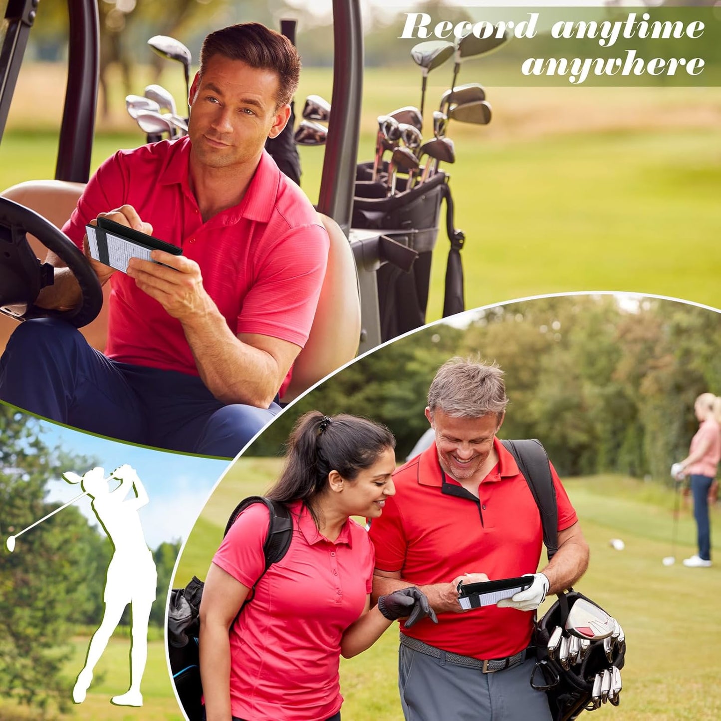 Yexiya 7 Pcs Magnetic Leather Golf Scorecard Holder with 4 Scorecard Books 1 Pencil 1 Golf Reference Distance Card Yardage Book Gift for Men Golfers Sports Outdoor Club Accessories