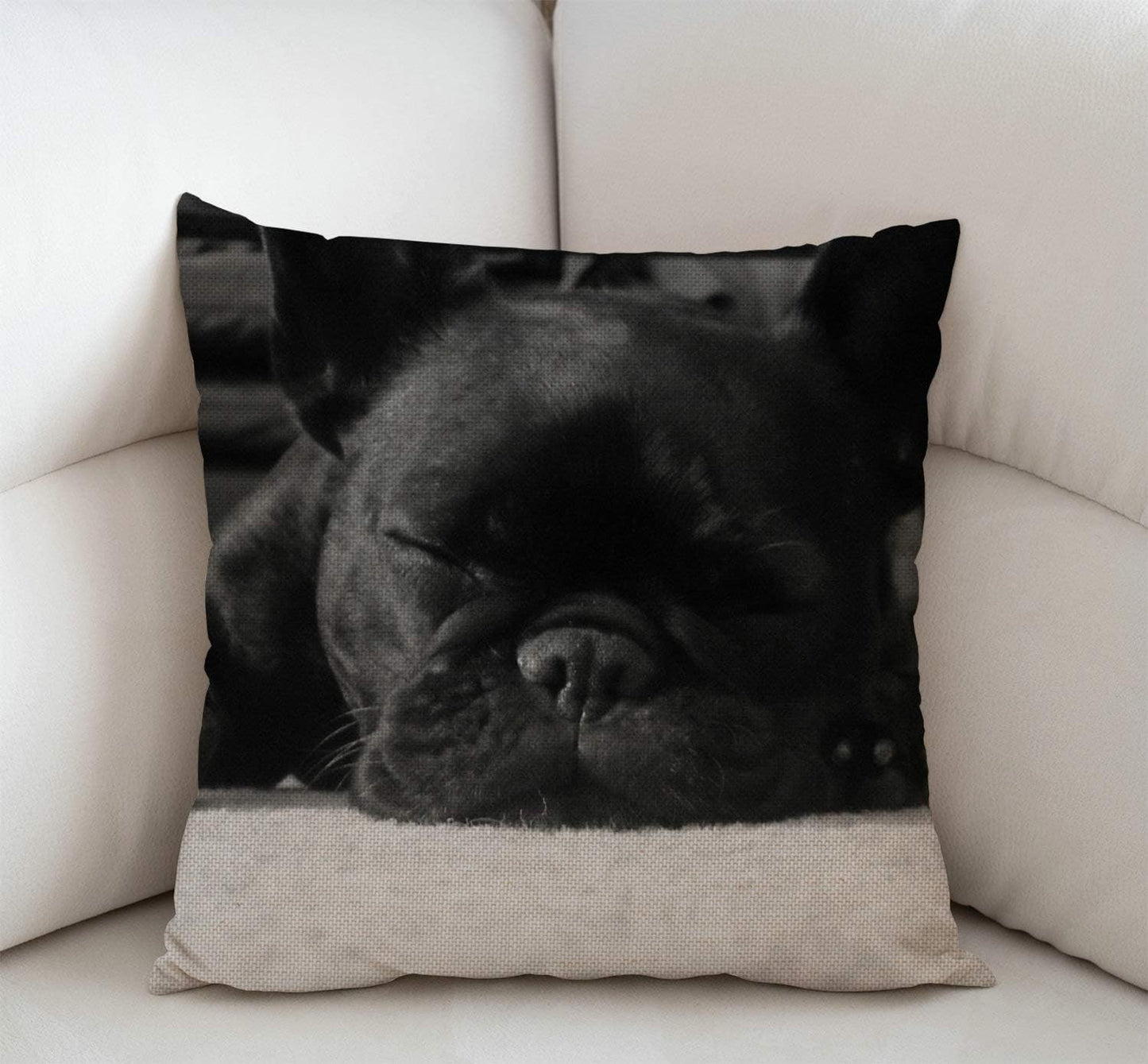 Swono French Bulldog Cotton Linen Throw Pillow Case Home Decorative Cushion Cover for Sofa Couch Bedding 18x18 Inches