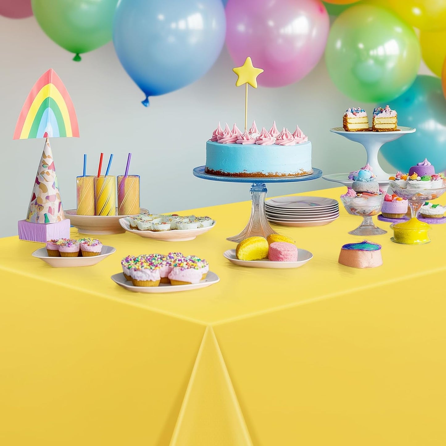 6 Pieces Pastel Series Rectangle Tablecloth, 54x72 Solid Color Waterproof & Spillproof Disposable Plastic Table Cover, Durable Party Tablecloth for Dining, Buffet, Picnic, Outdoor Events