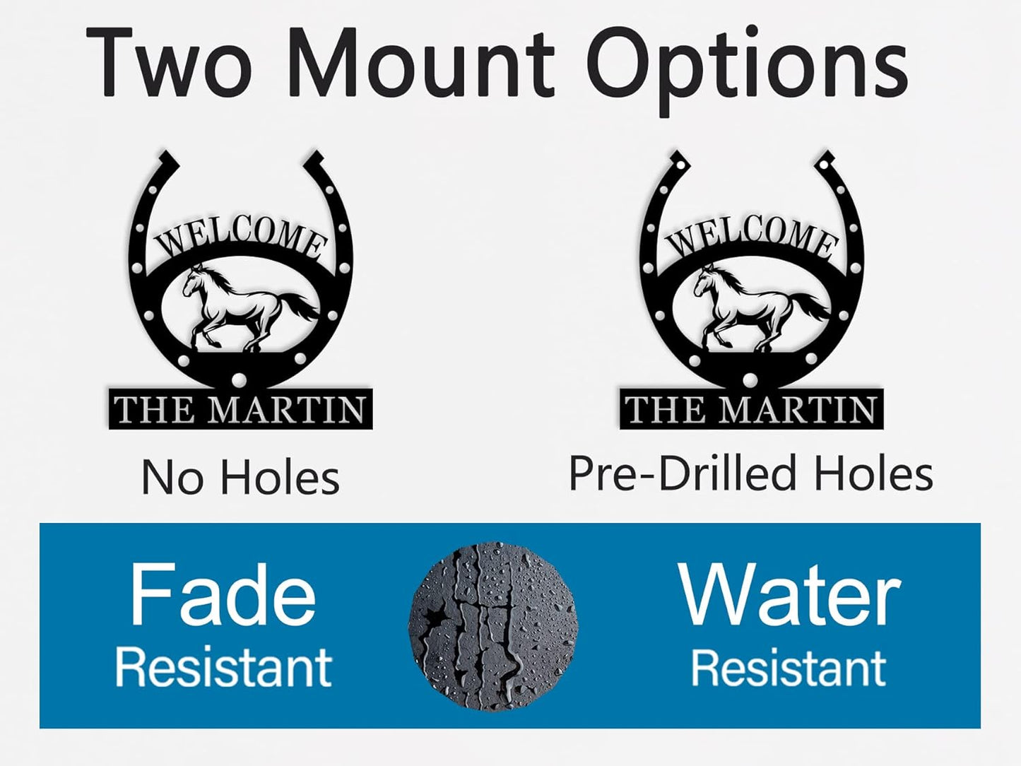 Custom Horseshoe Welcome Metal Sign Personalized Family Name Welcome Sign Last Name Sign Horseshoe Monogram Sign