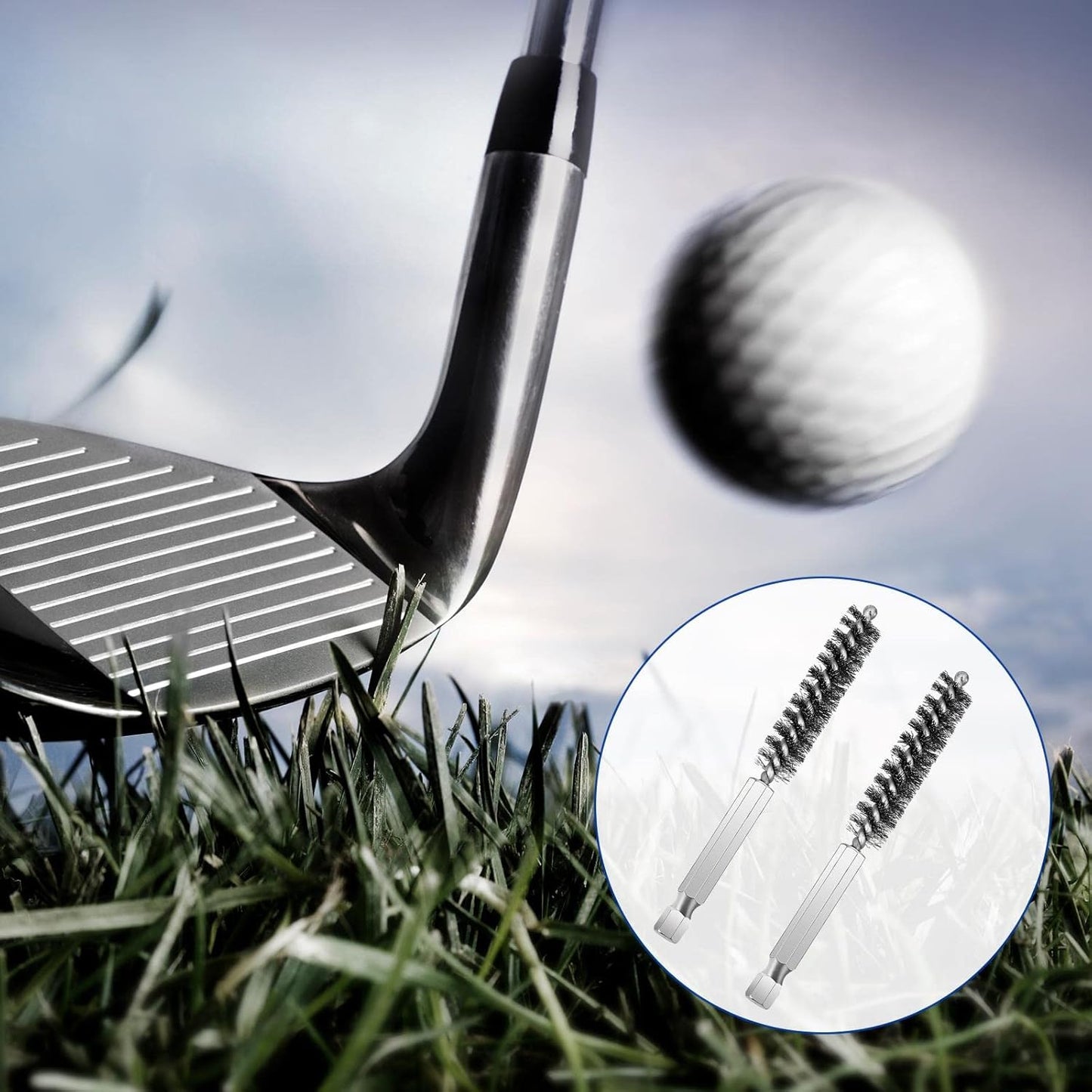 Golf Clubs Head Hosel Brush Stainless Steel Golf Club Wire Brush Golf Shaft Ferrules Cleaning Tool Electric Drill Wire Brush for Iron and Wood