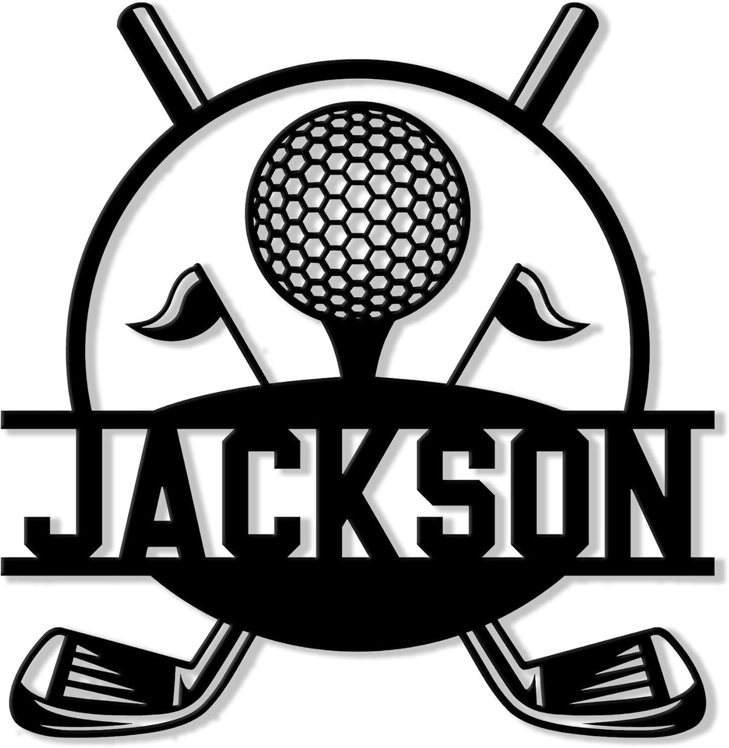 Personalized Golf Metal Sign, Golfer Hanging Sign Outdoor Porch Welcome, Custom Name Wall Fence Yard Patio Home Office Decor Gifts for Dad, Husband, Son by OhaPrints