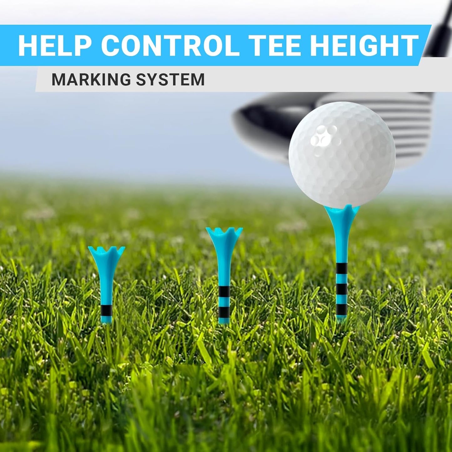 Professional Plastic Golf Tees 100 Pack (3-1/4" or 2-3/4"), Enhanced Durability & Stability, Engineered to Minimize Friction and Side Spin
