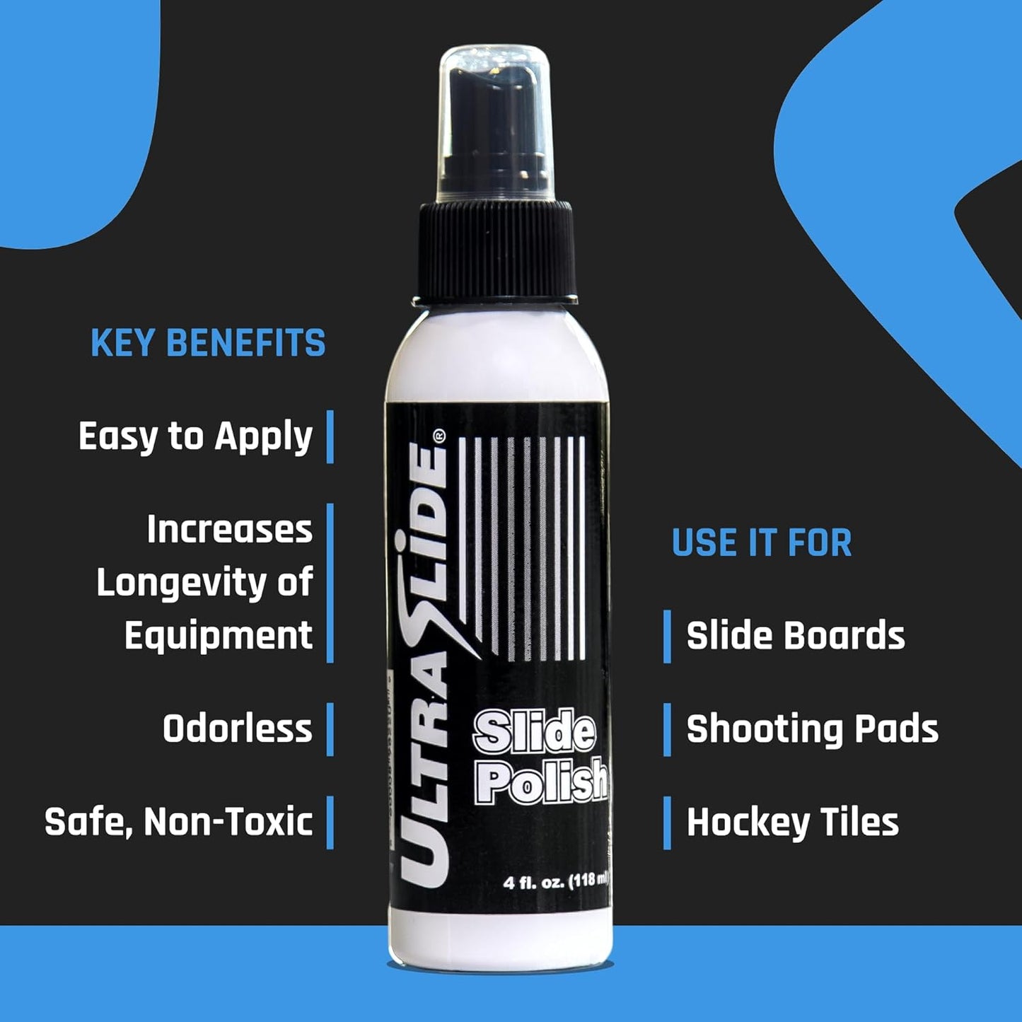 Slide Board Polish - Hockey Slide Board Spray and Lubricant for Frictionless Glide - Premium Silicone Spray for Hockey Tiles - Multi-Purpose Surface Safe Odorless Silicone Spray