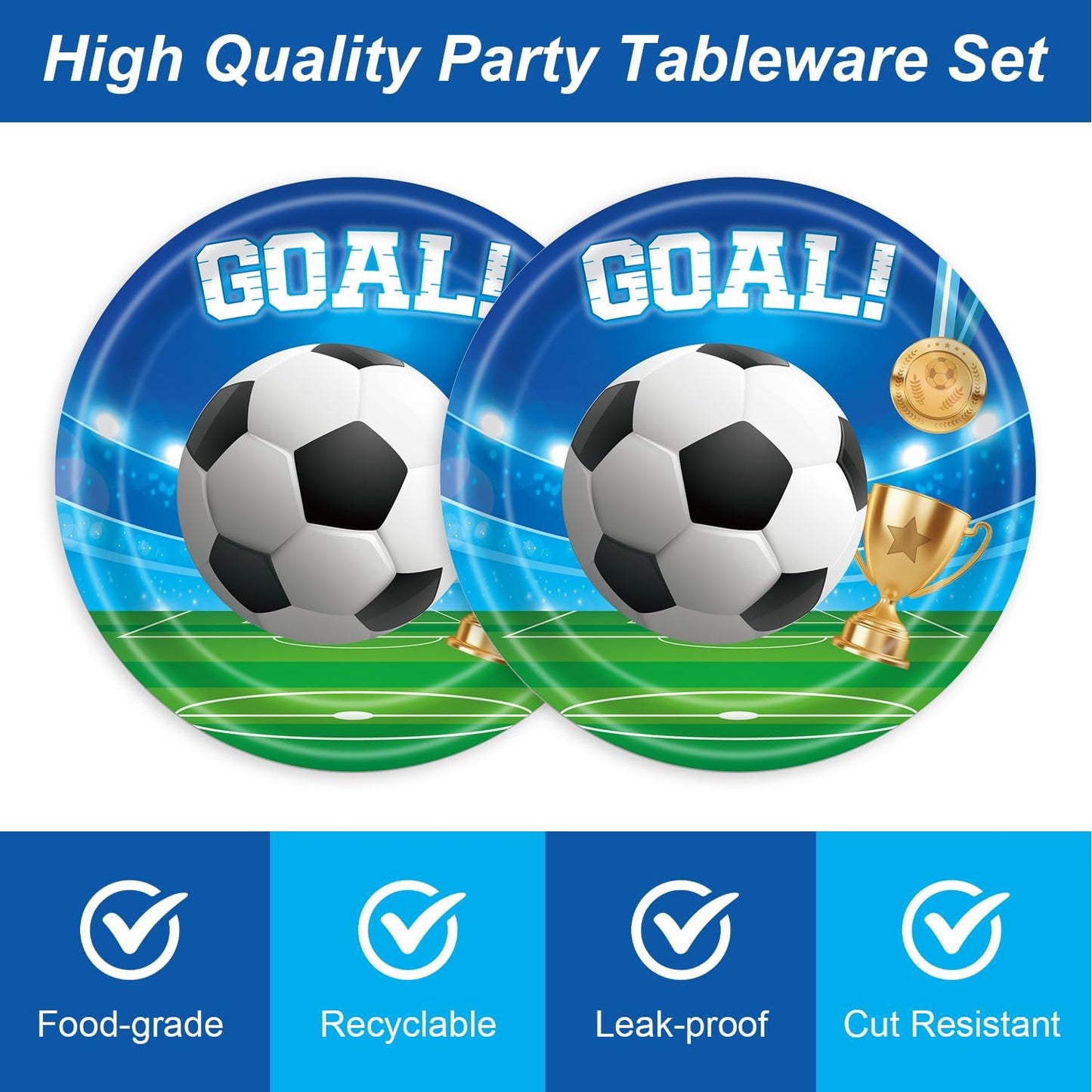 Soccer Birthday Party Decorations Disposable Sports Theme Plates Napkins Forks Supplies Serves 16 Men’s Boy’s 48Pcs Soccer Baby Shower Party Decorations