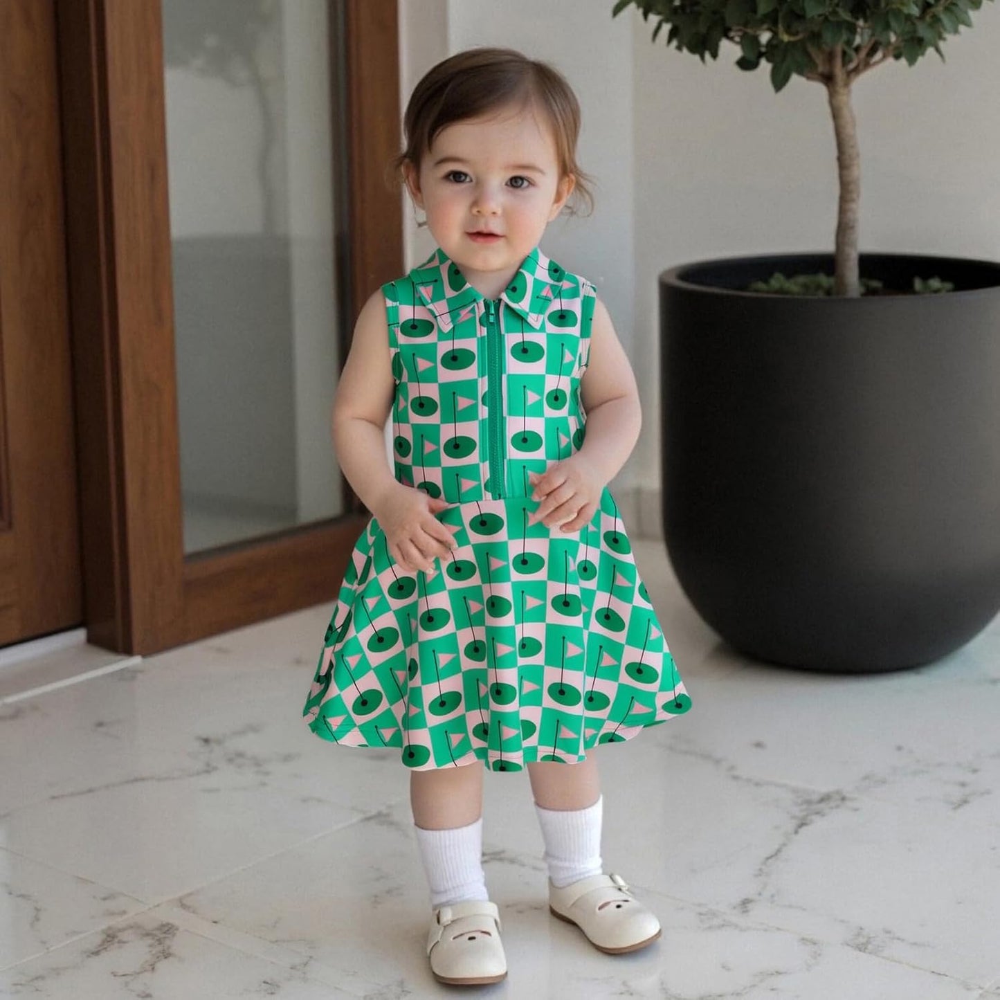 Little Girls Mardi Gras Outfit Toddler Sleeveless A Line Sun Dress Kids Zipper Party Dresses Spring Summer Clothes