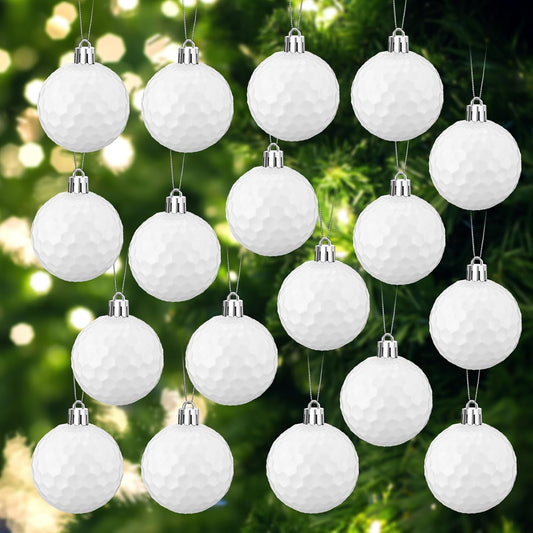 Leitee 18 Pcs Christmas Plastic Golf Ball 2.36 Inch Xmas Tree Ornaments with Hanging Loop Sports Theme Decorative Hanging Ornaments for Holiday Party Christmas Tree Home