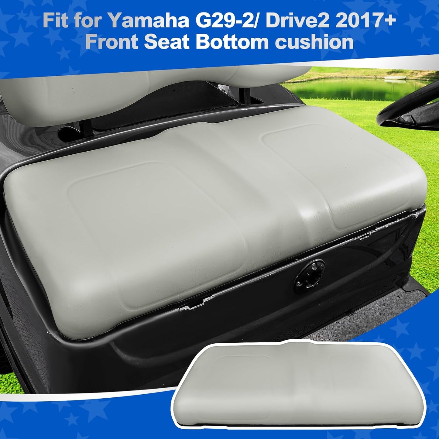 NOKINS Golf Cart Front Seat Bottom Cushion for Yamaha G29-2/Drive2 2017+(Oyster Gray)