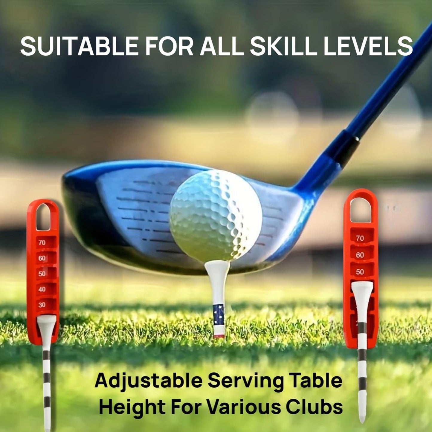 Golf Tee Elevator Golf Tee Height Adjuster, 20-70mm Precision, Portable 3D Printed Tee Setter for Accurate Placement and Game Performance