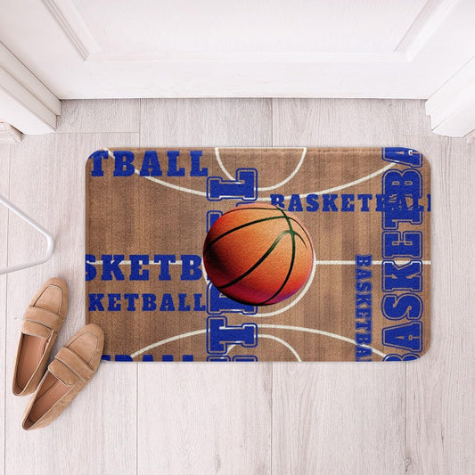 Feelyou Basketball Polyester Bath Rug Vintage Basketball Court Soft Fleece Door Carpet for Kids Boys Girls Orange Basketball Non Slip Bath Mat Ball Game Bathroom Floor Indoor Doormat,16x24 Inch