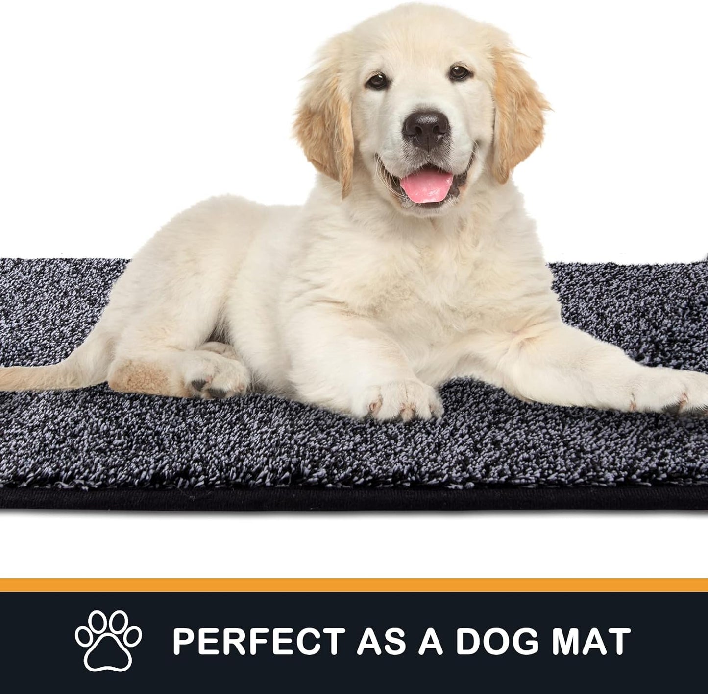 PURRUGS Dirt Trapping Door Mat 24" x 59", Non-Slip Machine Washable Entry Rug, Shoe Scraper, Dog Doormat, Super Absorbent Welcome Mat for Front & Back Door, Muddy Shoes & Paws, Bluish Grey-Black