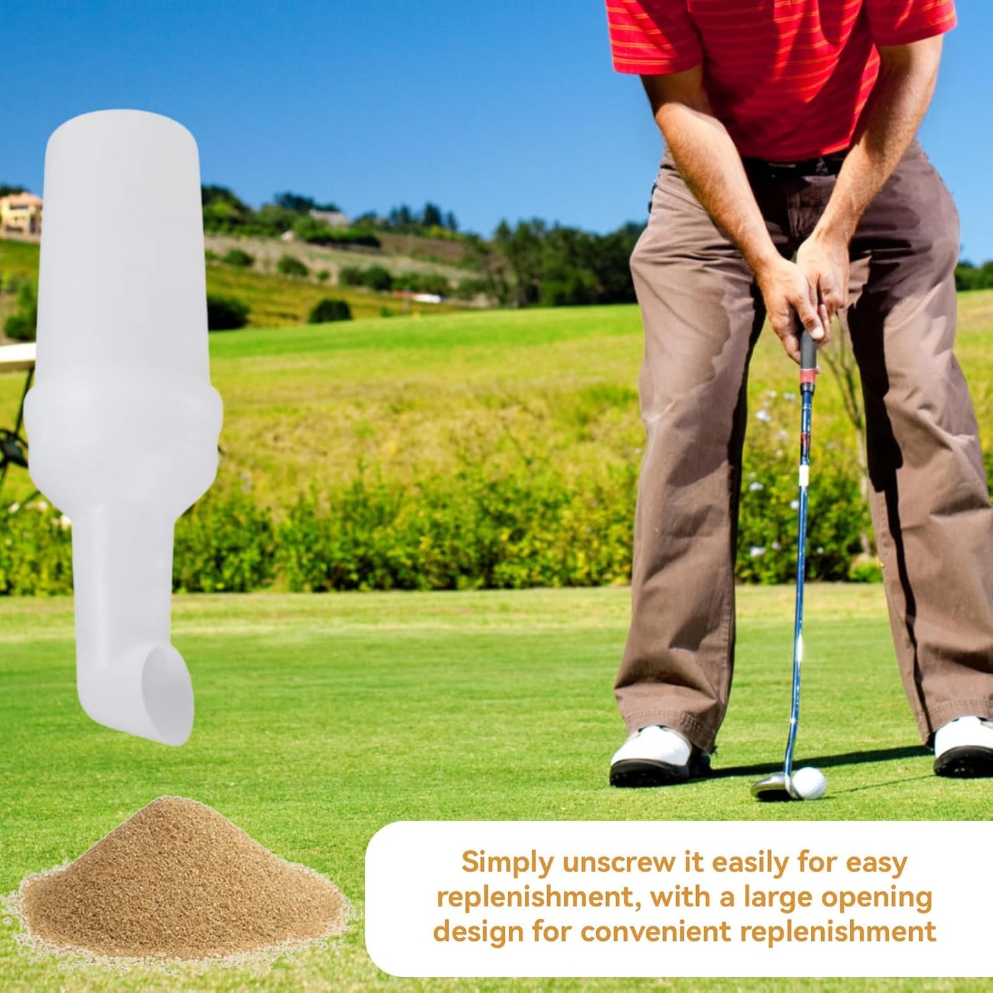 Golf Cart Sand Bottle, Golf Club Car Divot Filler Bottle Portable Universal Top Divot Filler Seed Container, No Drilling Required