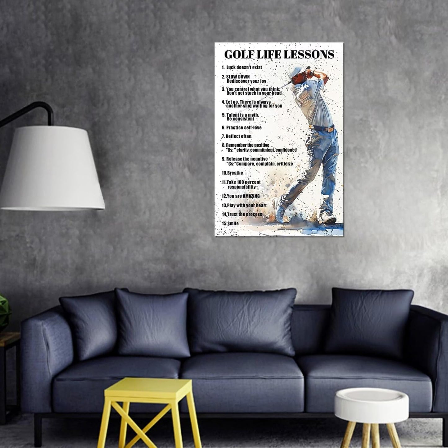 Golf Wall Art Golf Sports Poster Inspirational Quotes Picture Wall Decor Canvas Print Golf Sign Painting Artwork for Living Room Office Club Home Decorations Framed Ready to Hang (24 x 36 inch)