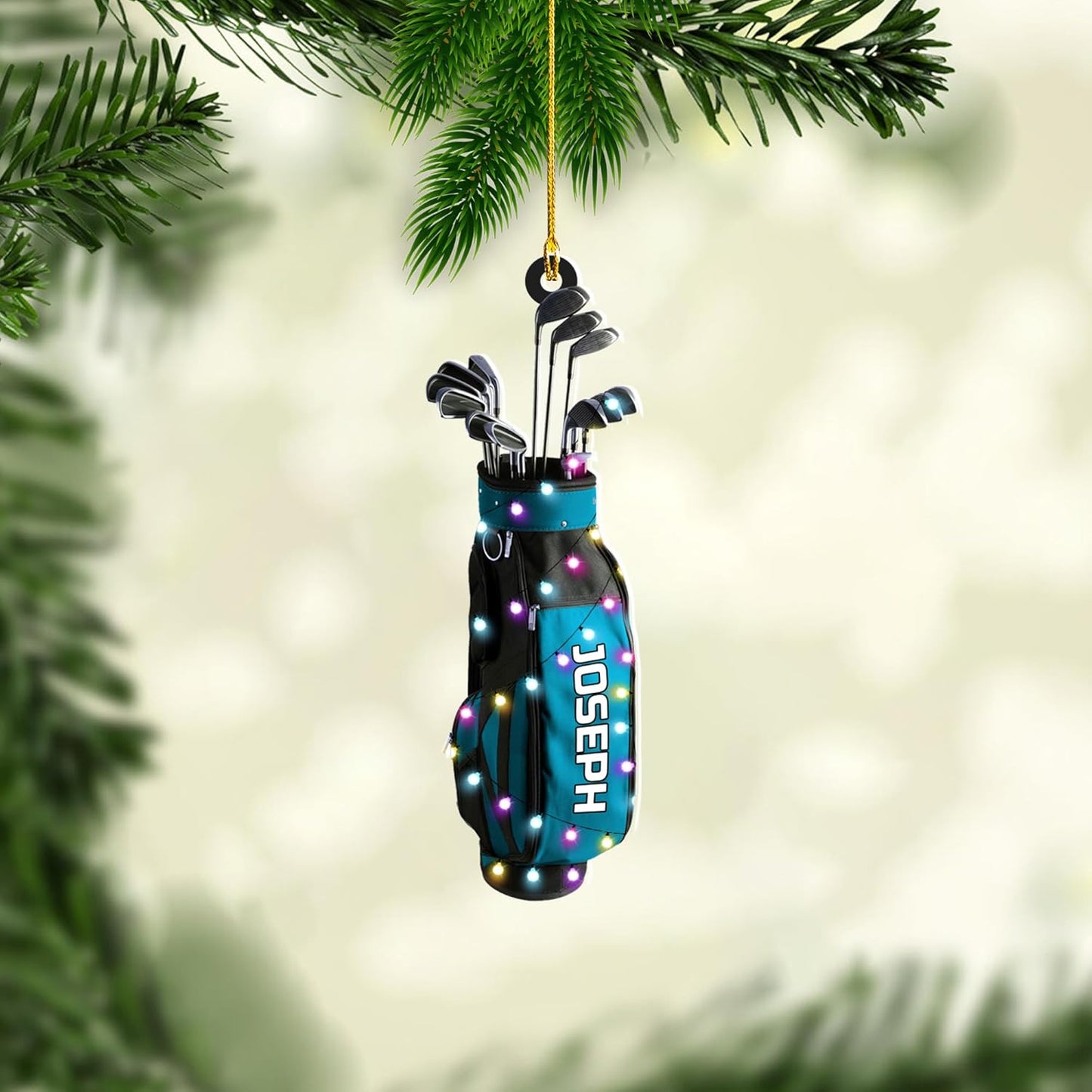 Personalized Golf Ornaments for Christmas Tree 2025 Custom Golf Christmas Ornament Golfing Bag Ornament Sports Golf Cart Ornaments Gift for Golfer Bag Golfing Lovers Hanging Decoration (G14)