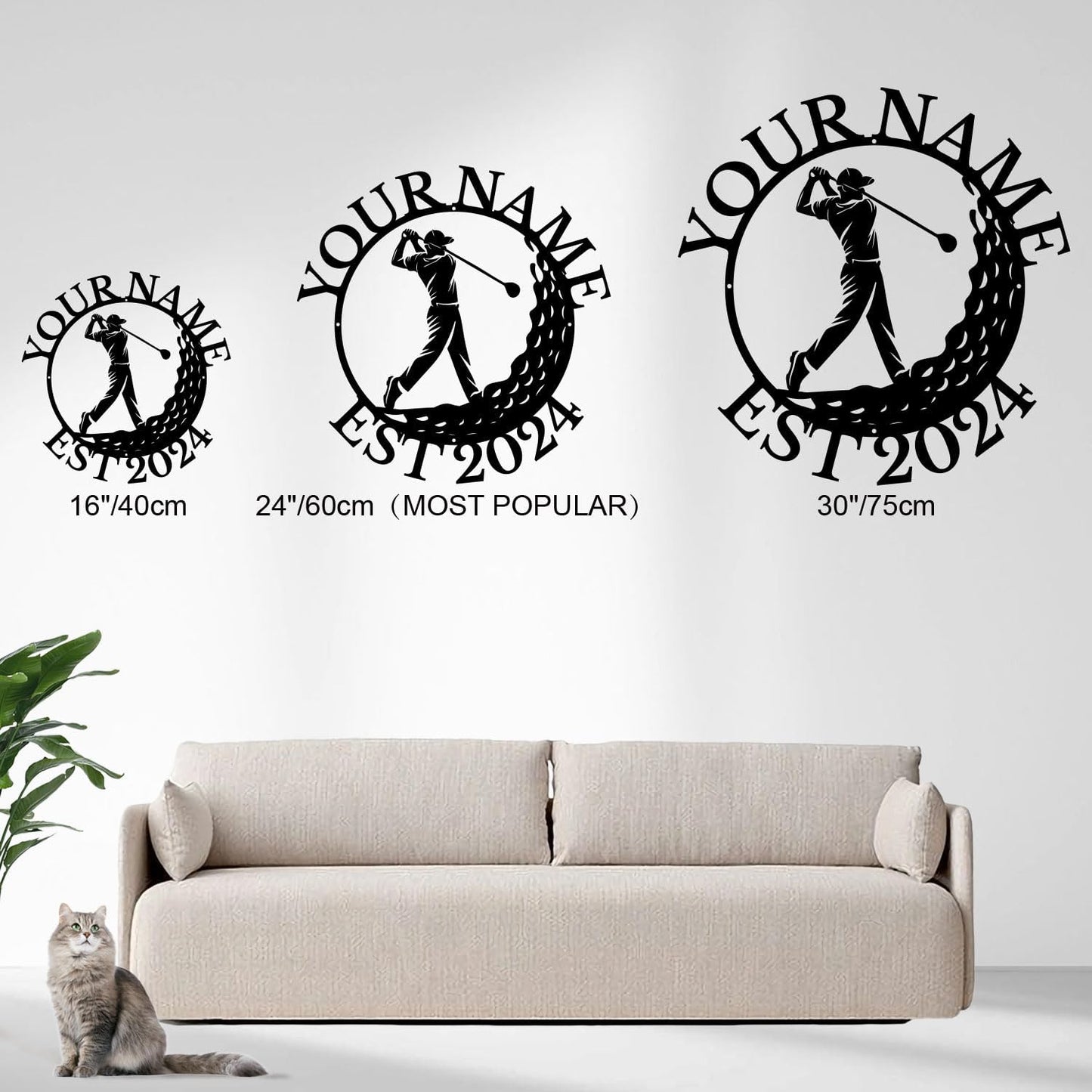 Golf Art Metal Signs,Custom Golf Metal Name Signs,Personalized Golf Signs,Black Golf Metal Wall Art Signs,Golfball Home Outdoor Metal Signs (Style B)