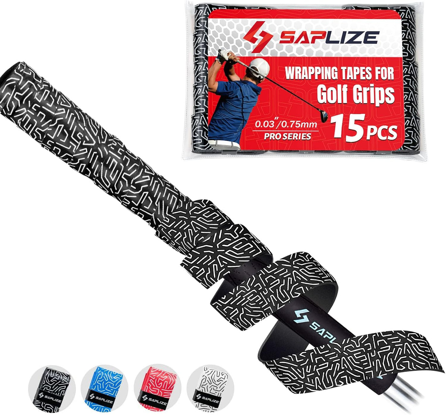 SAPLIZE Golf Grip Wrapping Tapes, 3 Or 15 Pack Tacky PU Overgrip Tapes, New Regripping Solution for Golf Club Grips
