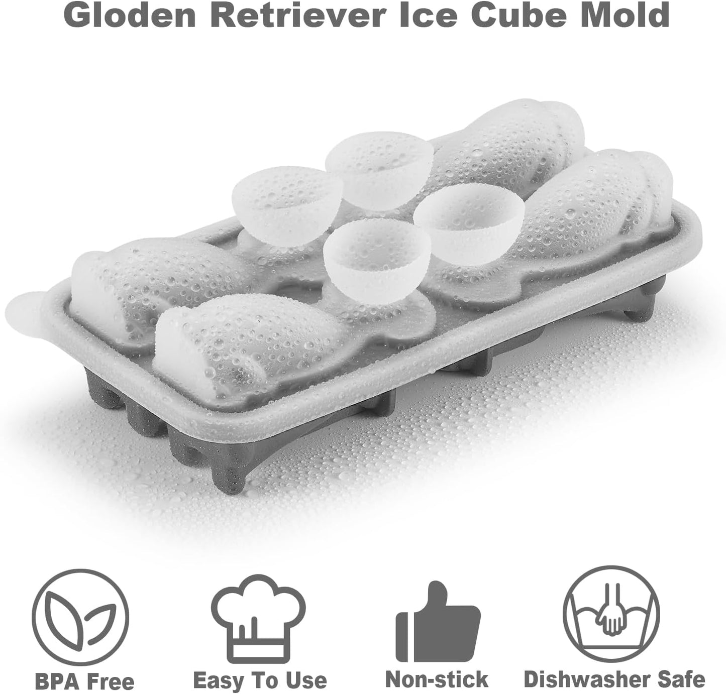 Nax Caki Golden Retriever Dog Ice Cube Mold Fun Shapes, Golden Retriever Gifts for Women, Cute Large Craft Ice Mold, Big Dog Ice Cube Trays for Whiskey Cocktails Bourbon