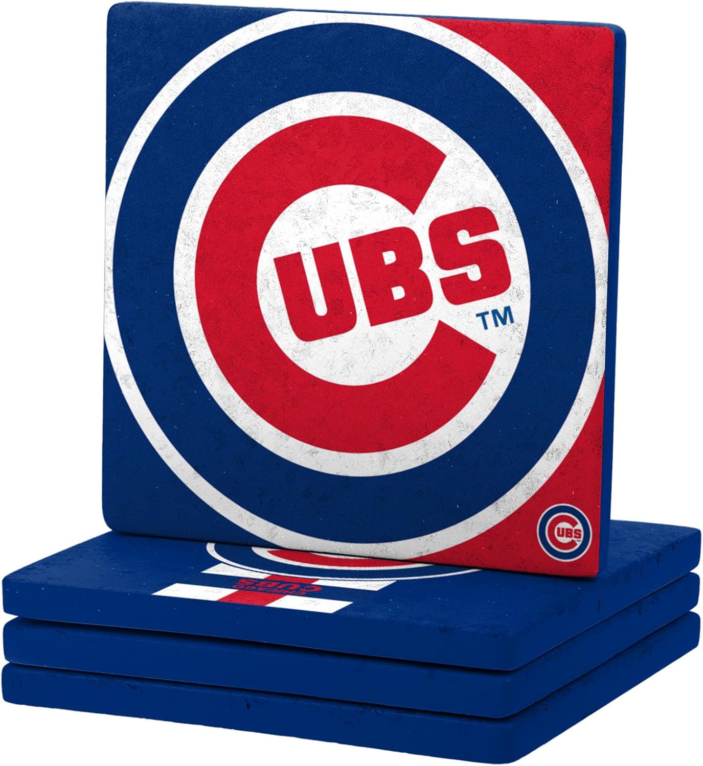 FOCO MLB Official 4-Pack Beverage Drink Stone Ceramic Coaster Set (Chicago Cubs)