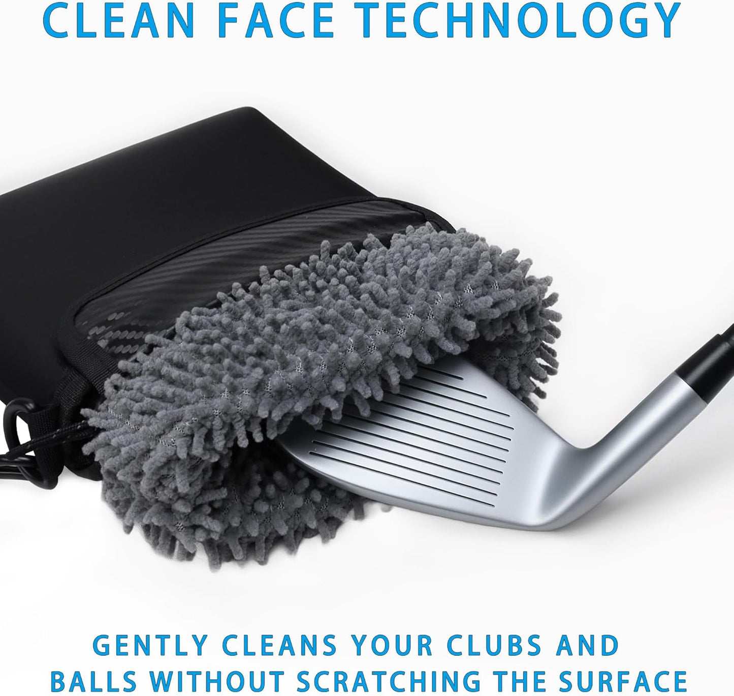 Golf Club Ball Cleaning Bag,Portable Waterproof Golf Club & Ball Cleaning Bag with Detachable Clip,Quick Dirt & Grass Removal, Compact Design for Golfers