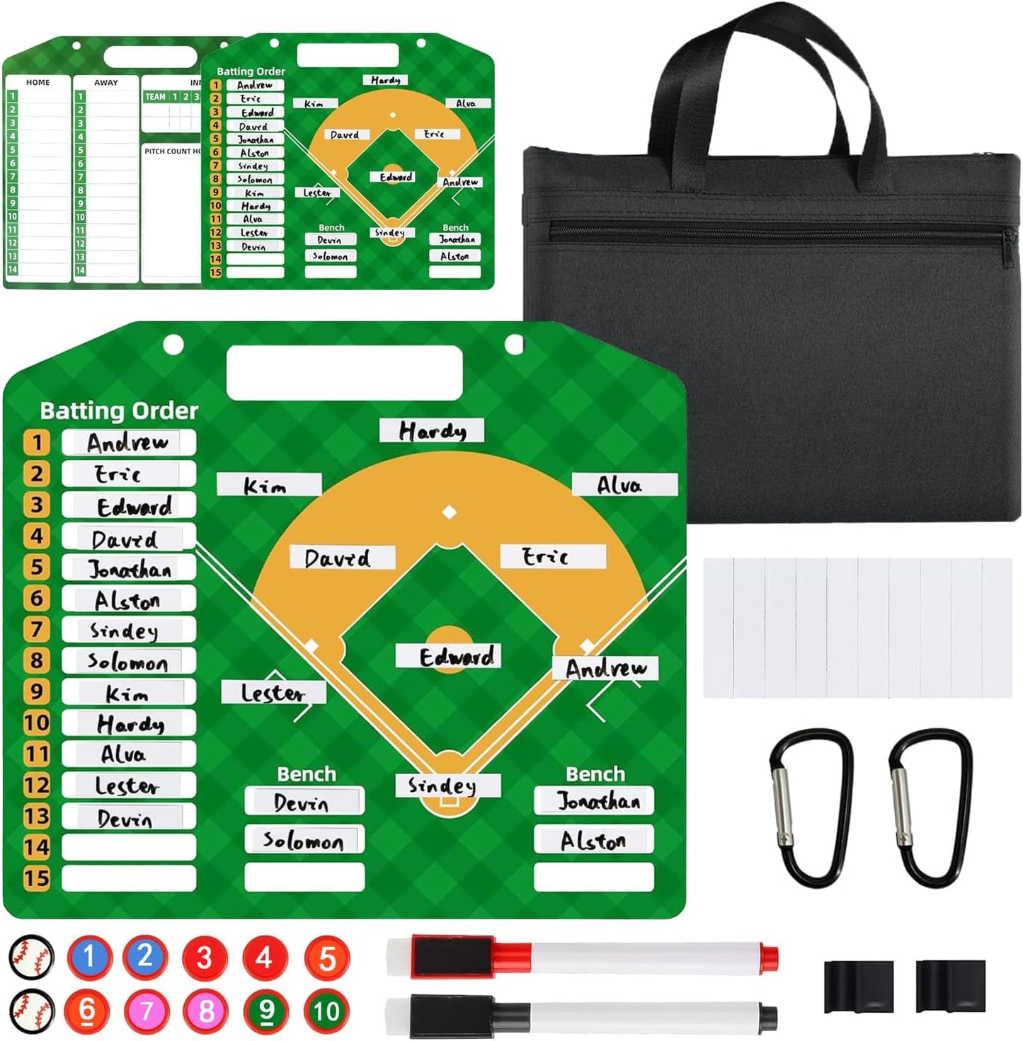 Magnetic Baseball Lineup Board | Baseball Dry Erase Coaching Broad | Softball Lineup Cards Marker Boards | Baseball Clipboard for Coaches | Baseball Lineup Board for Dugout