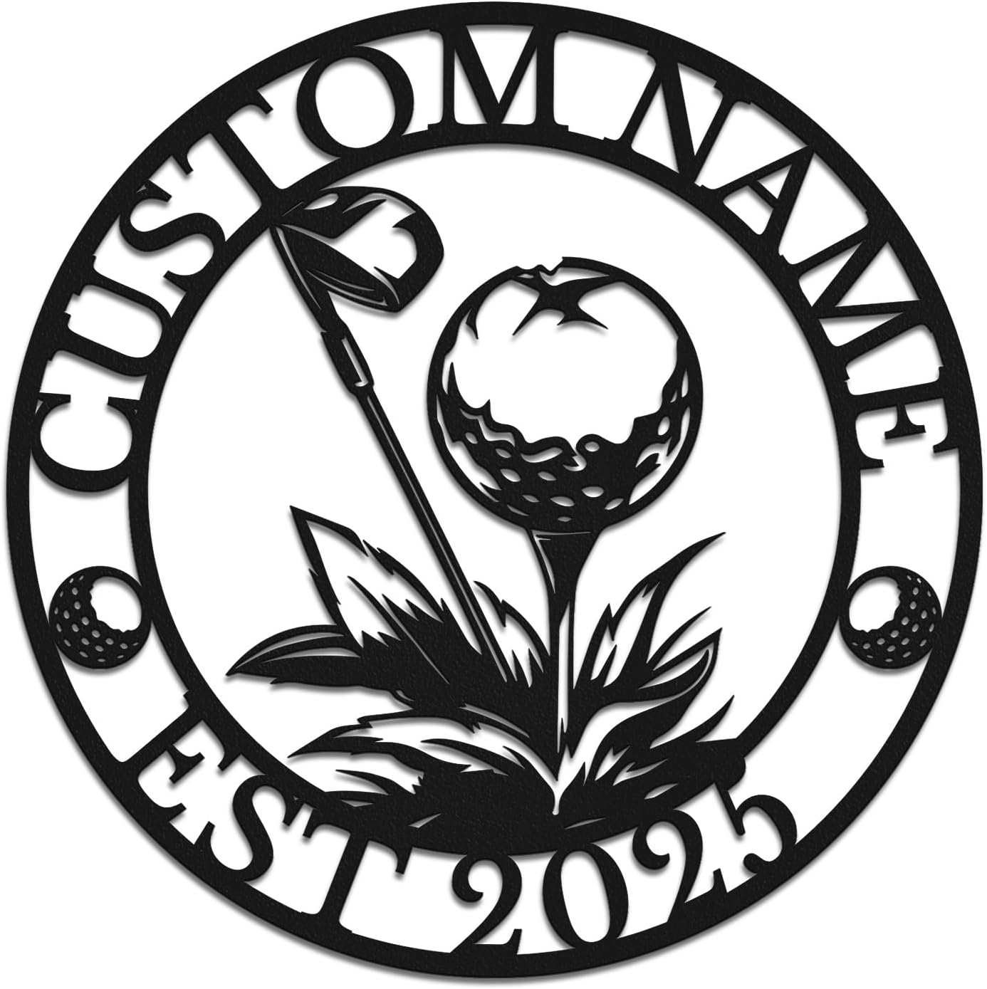 Personalized Custom Crossed Golf Metal Wall Art,Personalized Golfer Name Sign Decoration For Room,Hole Golf Club Decoration (Style-7)