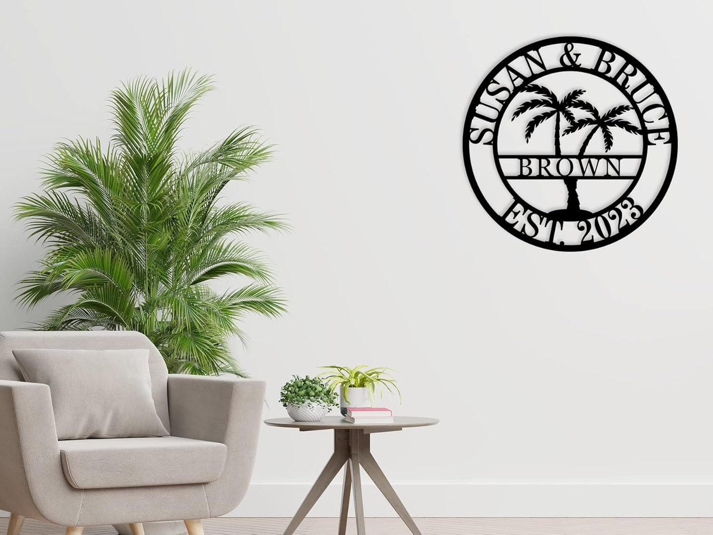 Custom Metal Sign with Palm Tree, Personalized Metal Sign, Outdoor Palm Tree Signs, Custom Coconut Tree Wall Art